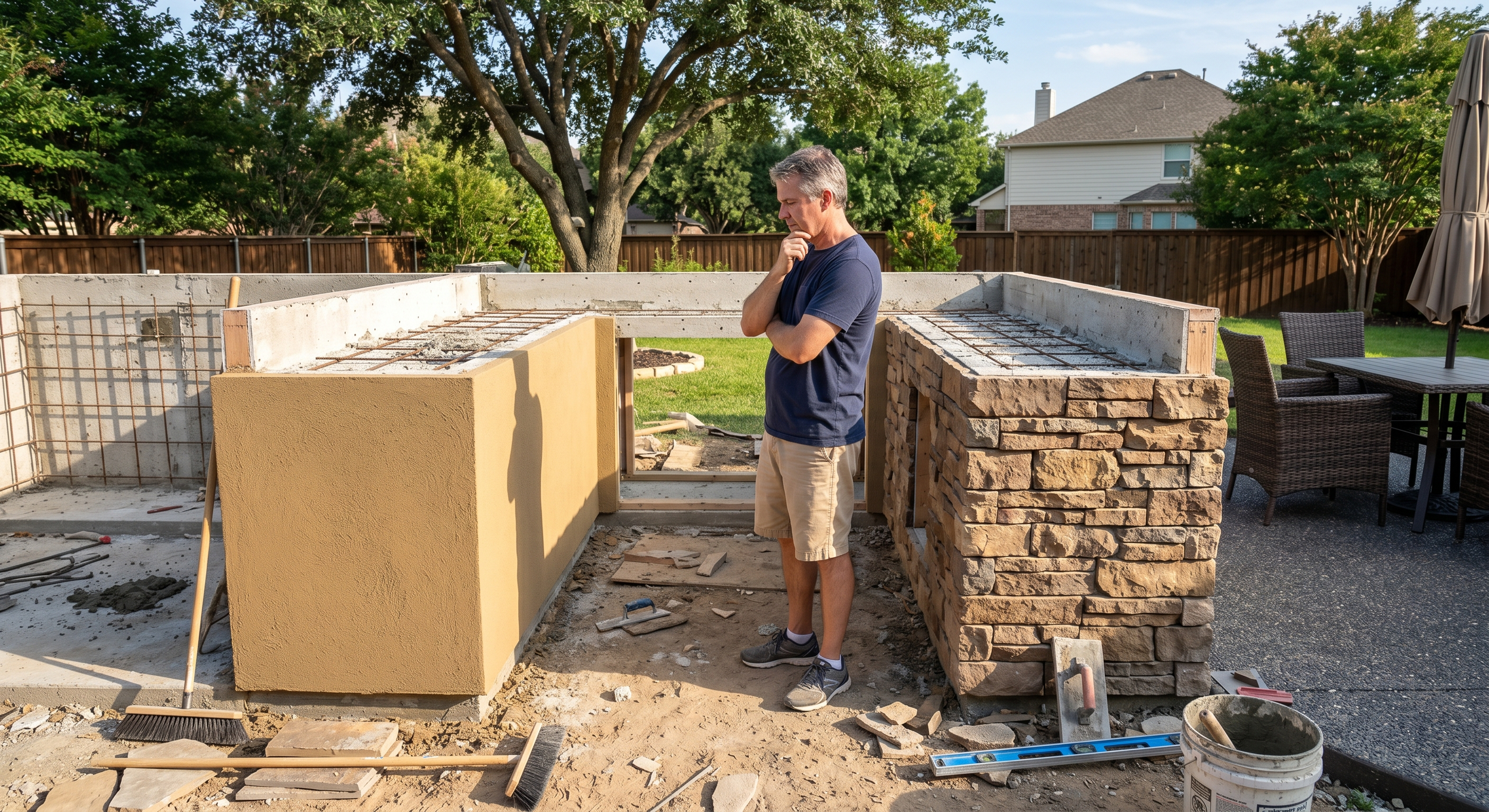 Stucco Finish vs Cultured Stone BBQ Island: Lowest Maintenance Outdoor Option