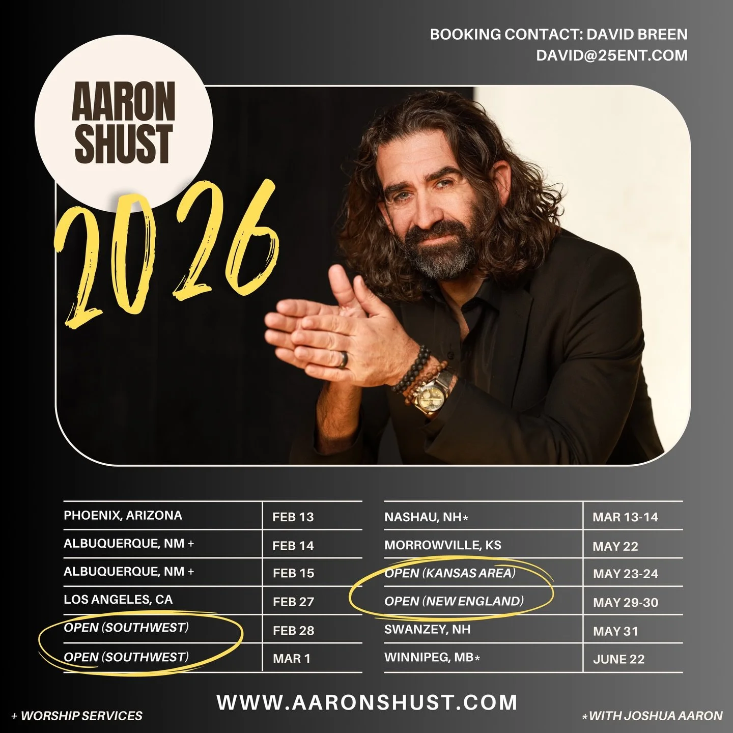 🛫
I&rsquo;ll be playing music around the country this Winter/Spring and have a few OPEN DATES in the Southwest, Midwest, and New England! (I&rsquo;ve played in every state except Rhode Island! I&rsquo;d love to remedy that!!!)

Contact david@25ent.c