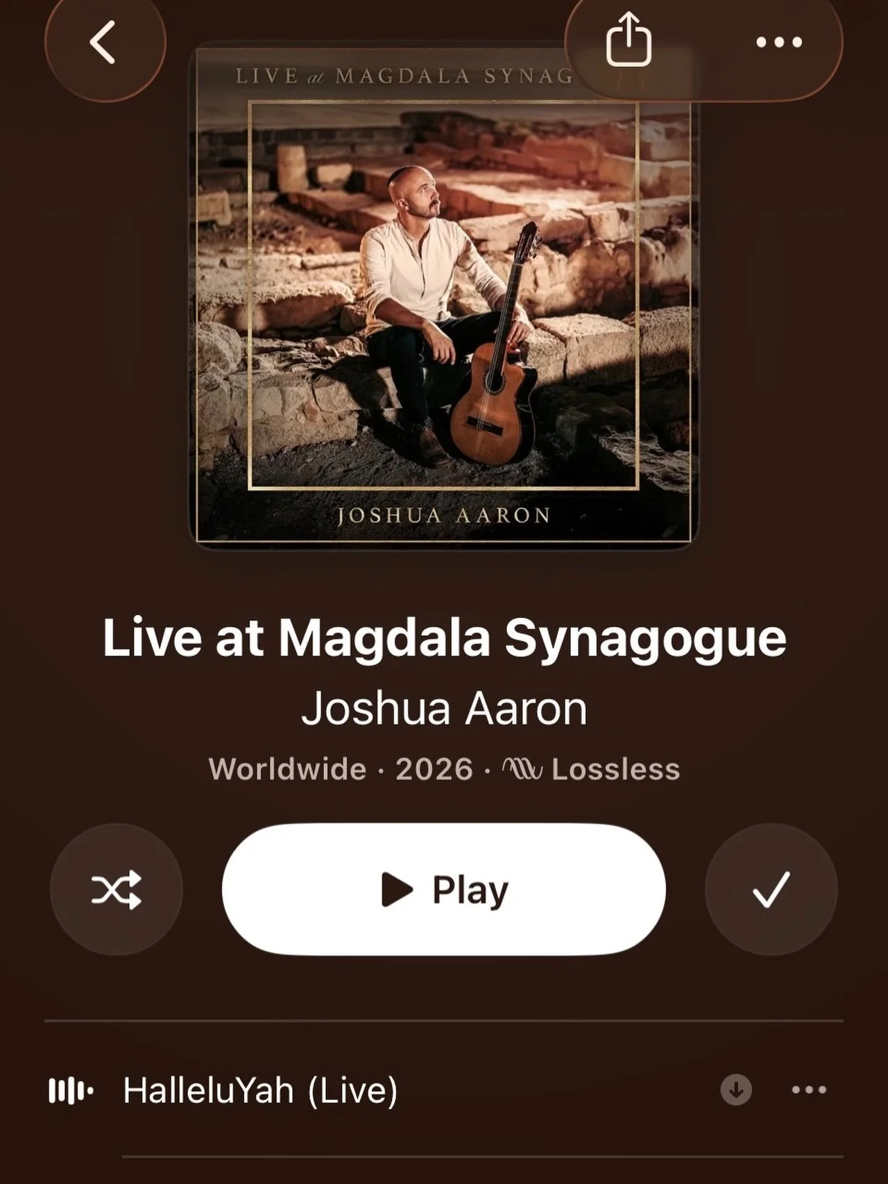 RELEASED TODAY! I was in the room when this happened and it was magnificent! 

Check out my friend&rsquo;s THIRD live album from Israel, in the ancient synagogue of Magdala, where Jesus preached!!!!

@joshuaaaronmusic