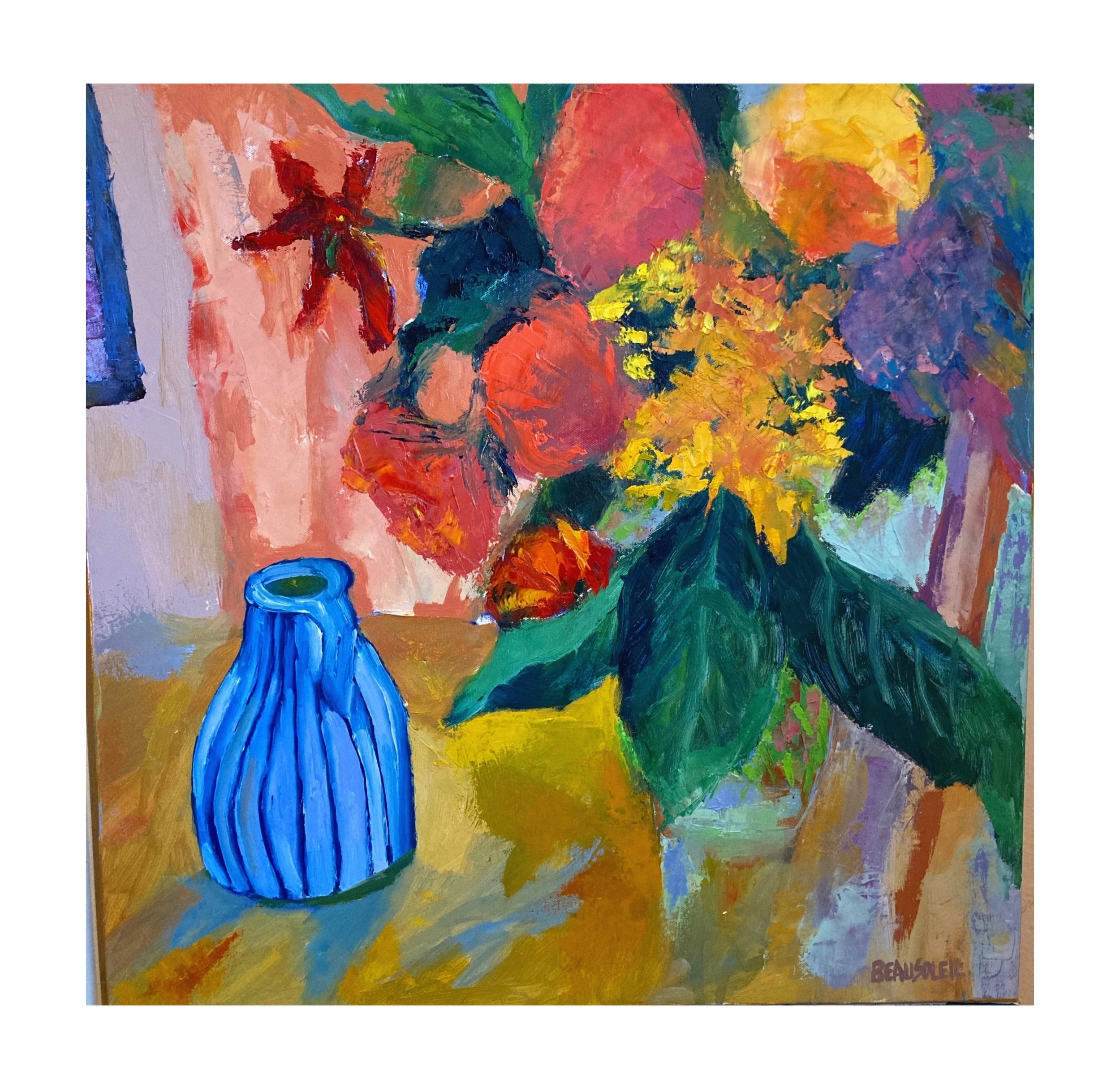 Flowers with Striped Vase, 2022