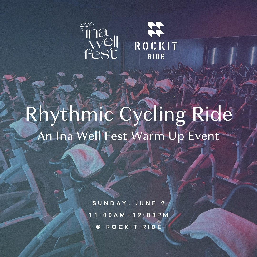 IWF WARM UP EVENT

Let&rsquo;s move, sweat and find our rhythm as we warm up for our 3rd Annual Ina Well Fest. Join us for private ride for our Ina community hosted at @rockitride 

The Details
⚡️Sunday, June 9th
⚡️11:00 - 12:00PM
⚡️ Energizing cycle