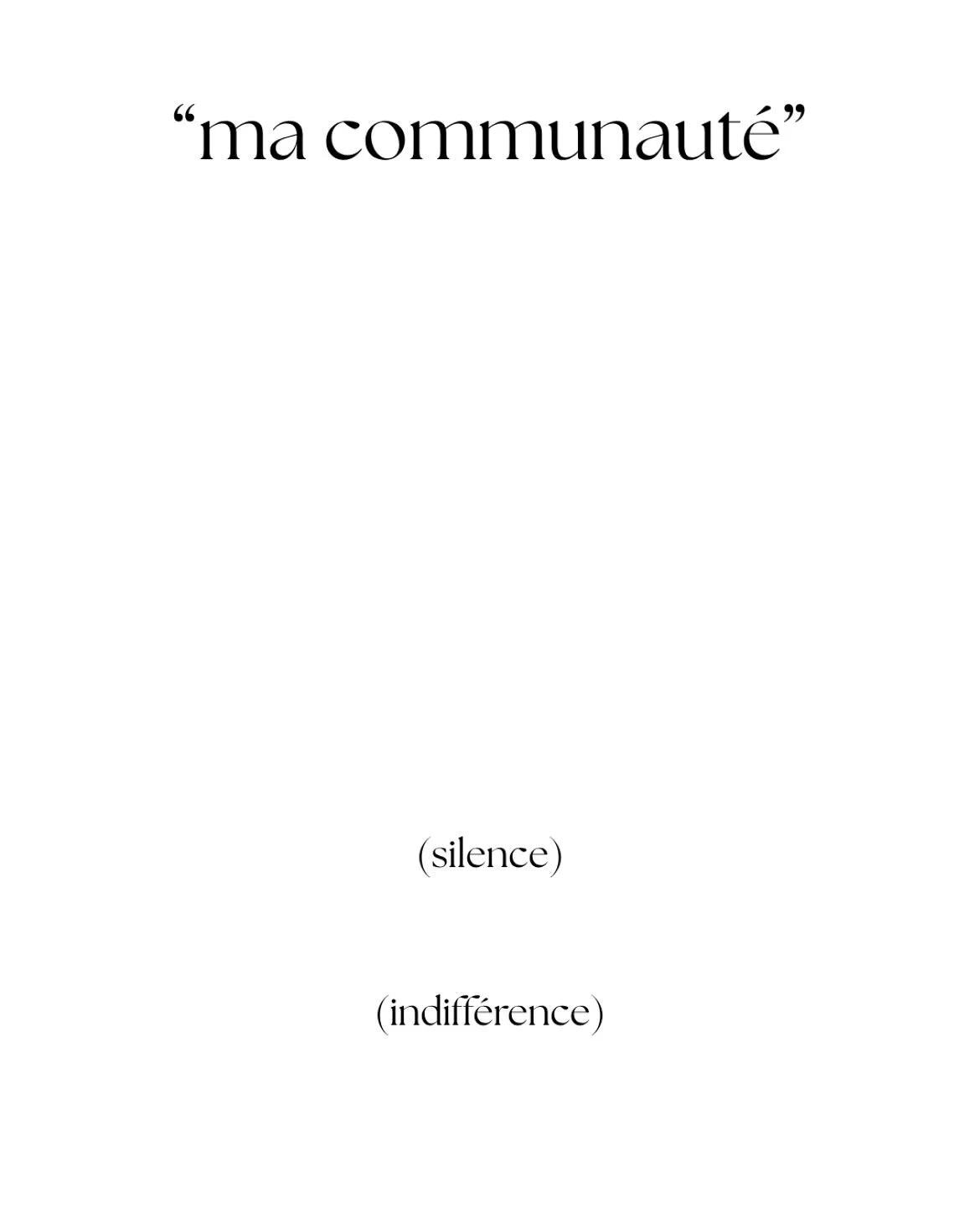 Cela fait longtemps que je me languis de recevoir ce type de message de &lsquo;ma communaut&eacute;&rsquo;. Mais je ne re&ccedil;ois que silence, indiff&eacute;rence, parfois des commentaires totalement inappropri&eacute;s. J&rsquo;ai longtemps cru q