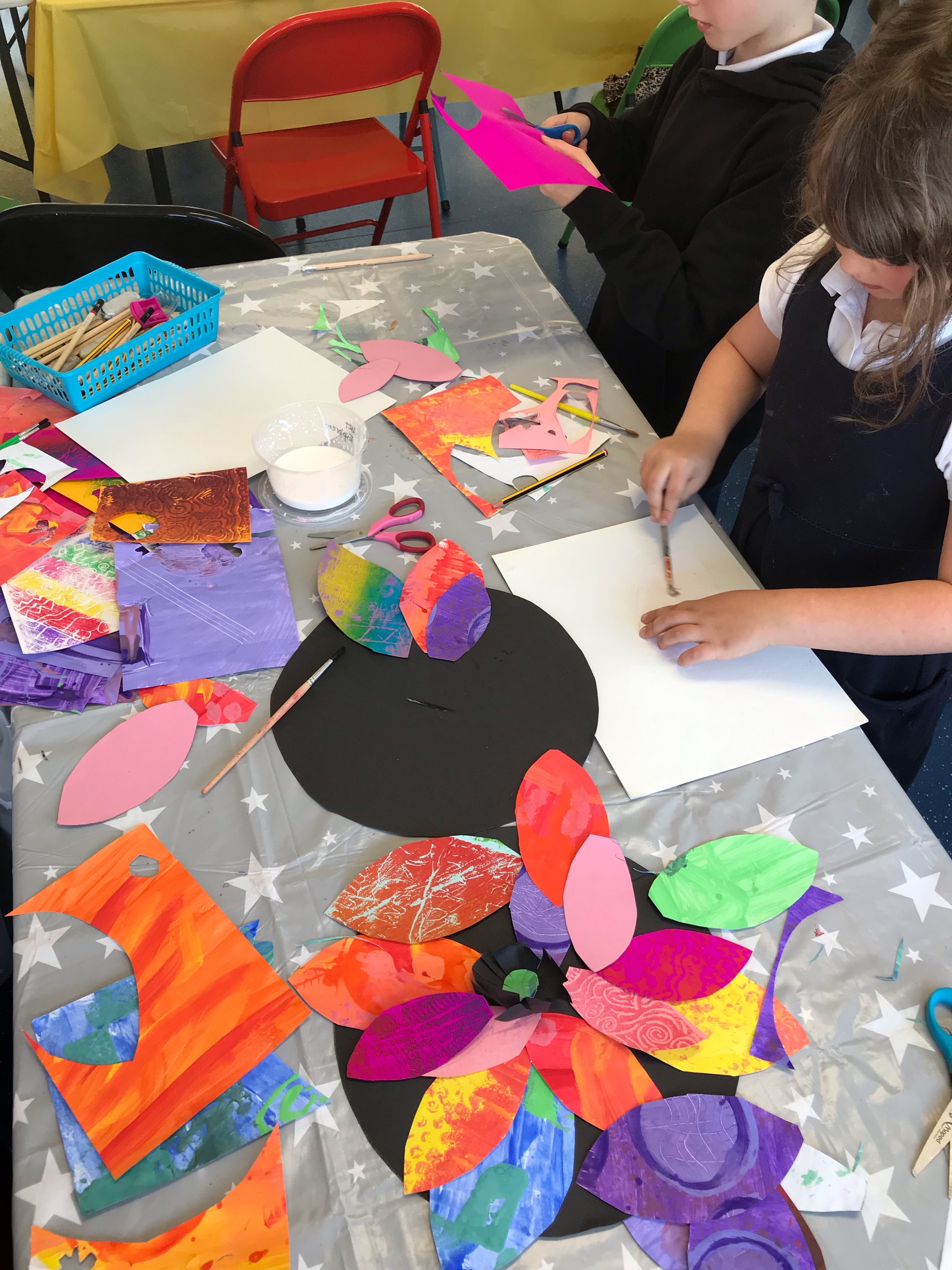 Using painted paper for collage
