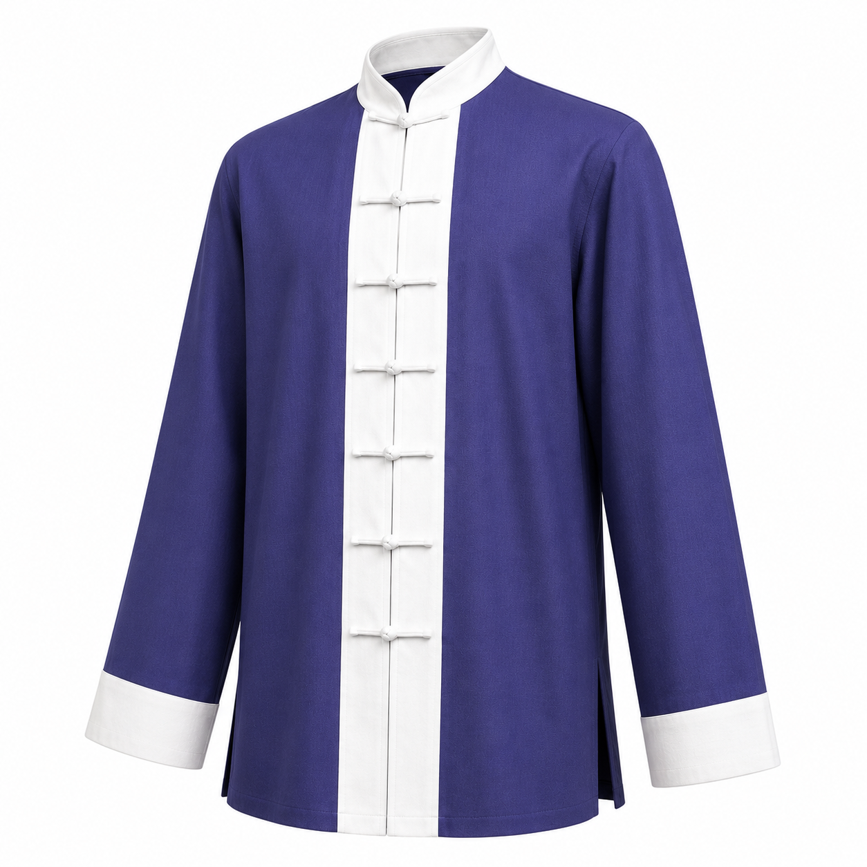 Tai Chi, Qigong, Wing Chun shirt for ceremonies or demonstrations, longsleeve, open cuffs with mandarin collar & contrasting front panel