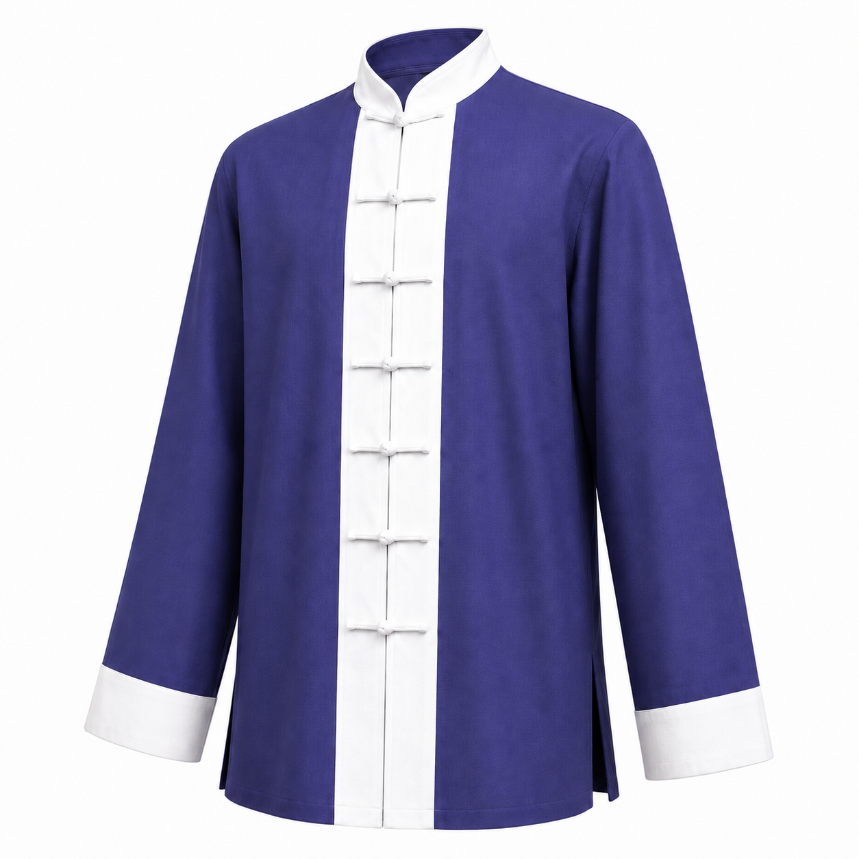 Tai Chi, Qigong, Wing Chun shirt for ceremonies or demonstrations, longsleeve, open cuffs with mandarin collar & contrasting front panel