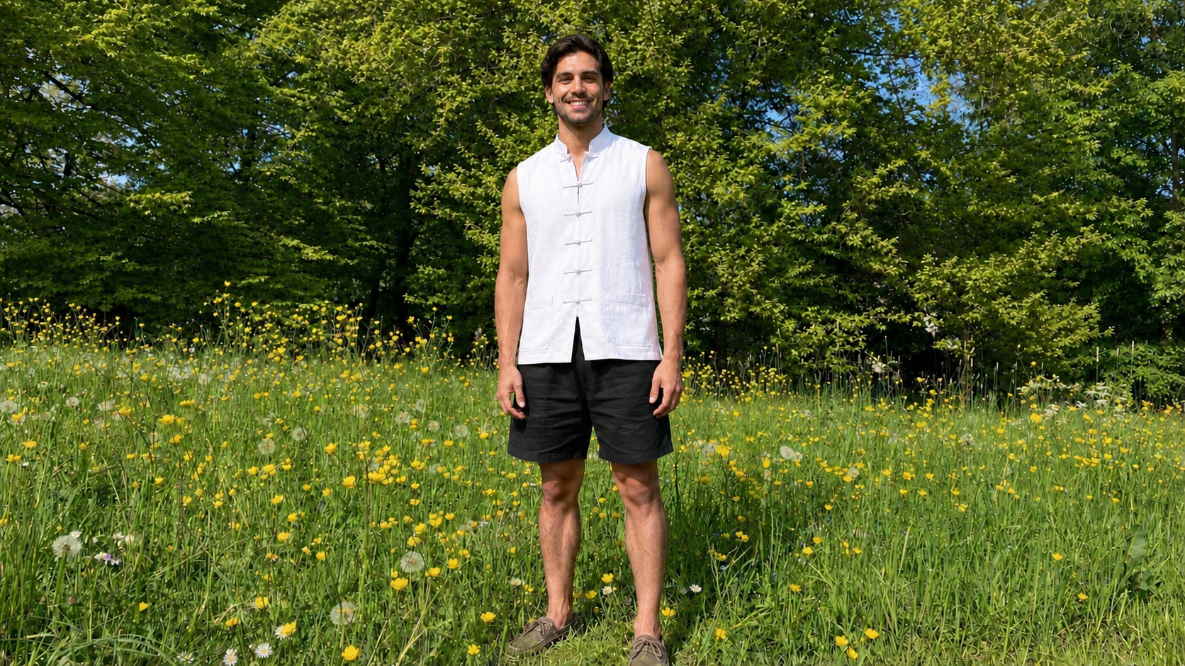 Sleeveless Kung Fu Vest with side straps