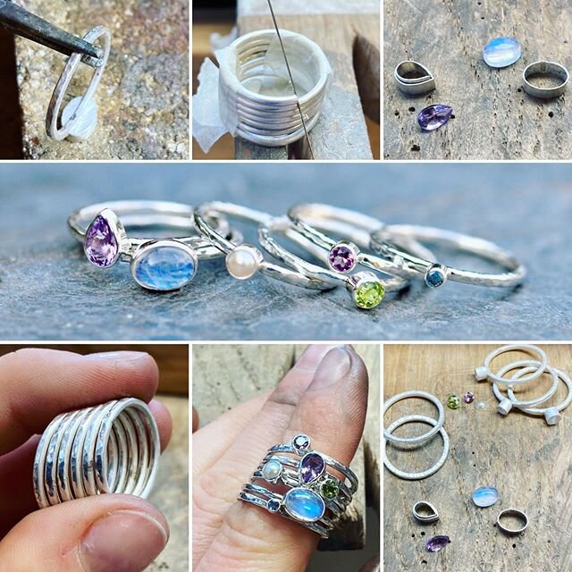 A few images from the making process of the multi-stone stacking rings 💎💍
.
.
.
@lightwave_jewellery
.
.
.
.
#gemstones #18thbirthday #surprisegift #goldsmith #moonstone #birthstone #amethyst #pearl #aquamarine #peridot #morganite #stackingrings #m