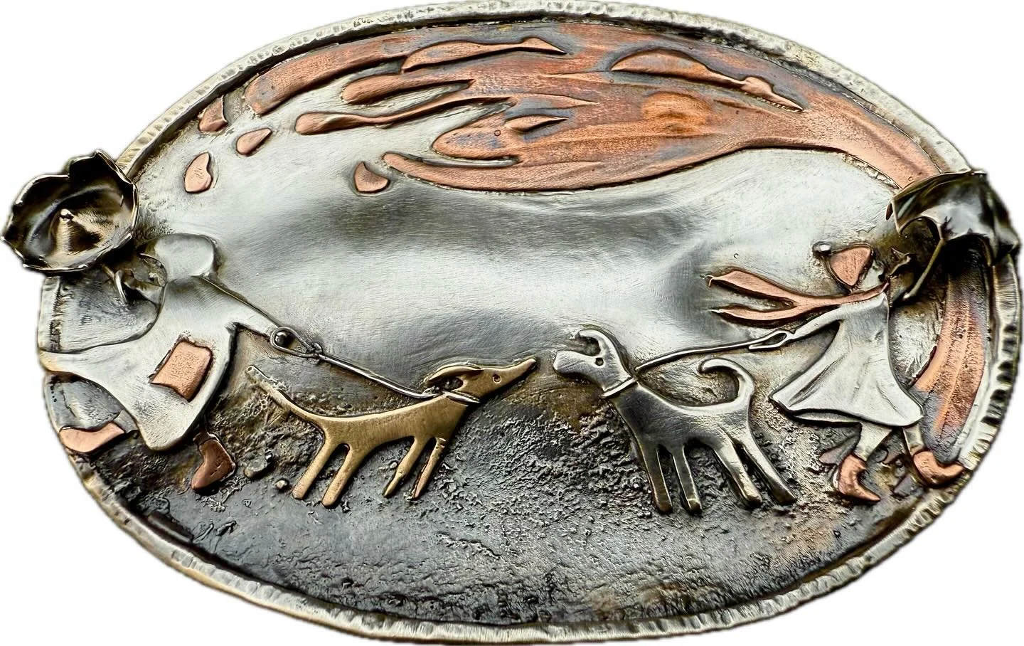 Here are some close ups of the first On a Windy Day dog brooch/pendant! These whimsical pieces are inspired by windy dog walks and misbehaving hounds (mainly mine&hellip;!). Crafted from 9ct yellow gold, sterling silver and copper, these were a real 