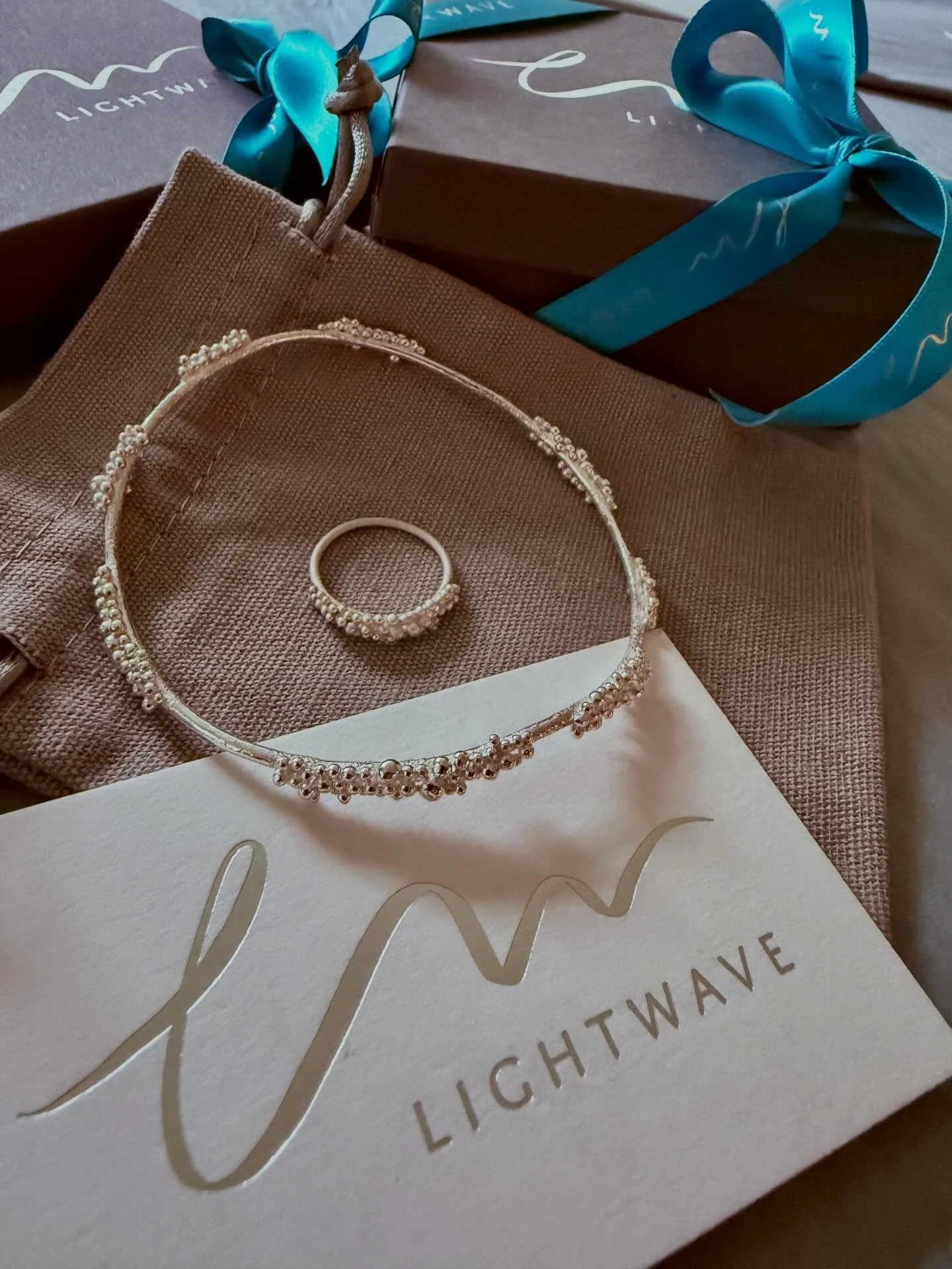 One of my favourite bracelets &amp; a matching ring going to a lovely new home for Christmas🎄 Part of the granulated collection, fine silver beads on sterling silver band. Hopefully everyone is keeping warm and dry on this stormy day.
.
.
#jewellery