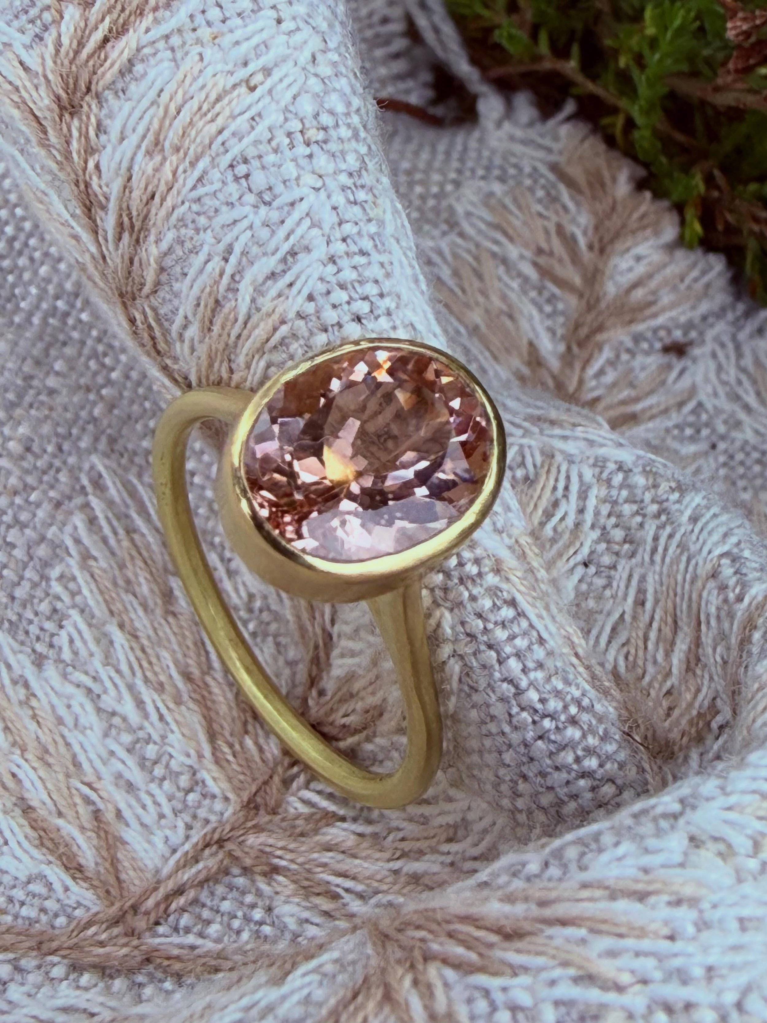 I recently had the incredible honour of creating an engagement ring for the loveliest couple. Beautiful peach morganite set in satin 18ct yellow gold. Brief was for the ring to look handmade retaining my file and hammer marks. We adjusted the design 