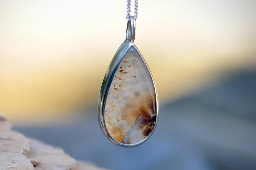 Dendritic Agate Sterling Silver Pendant