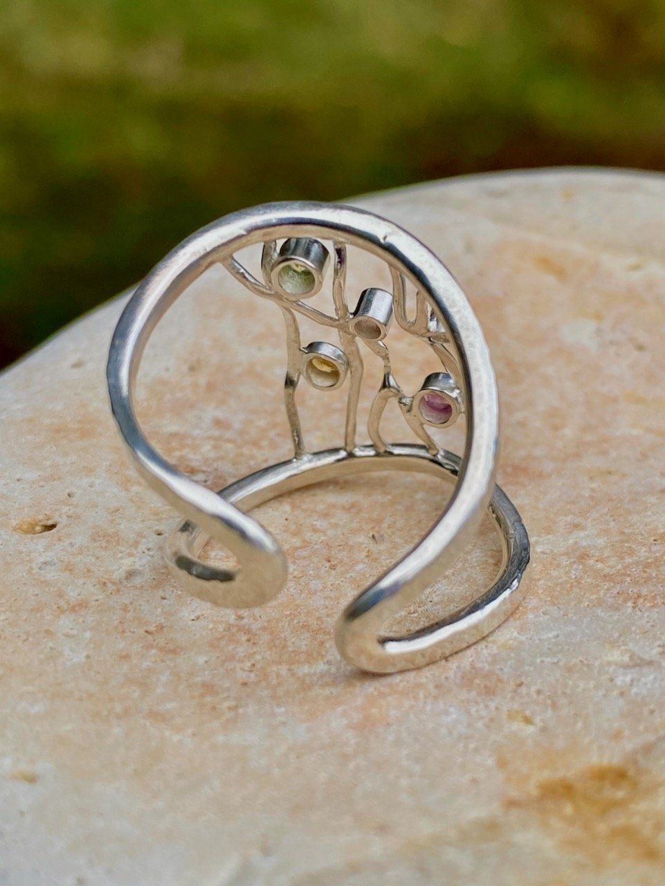 Sapphire, Citrine and Peridot Sterling Silver Ring