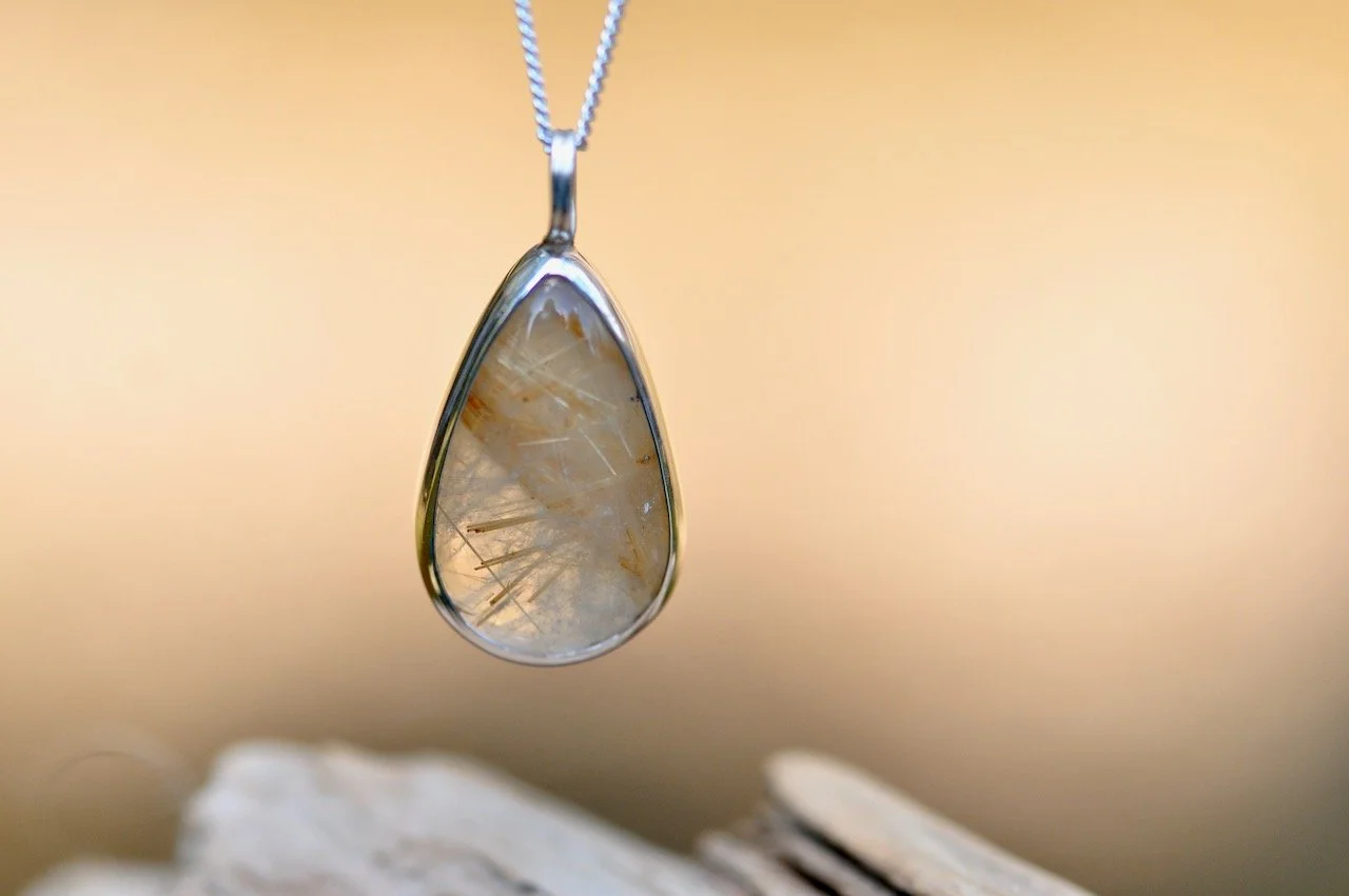 Rutilated Quartz Silver Pendant