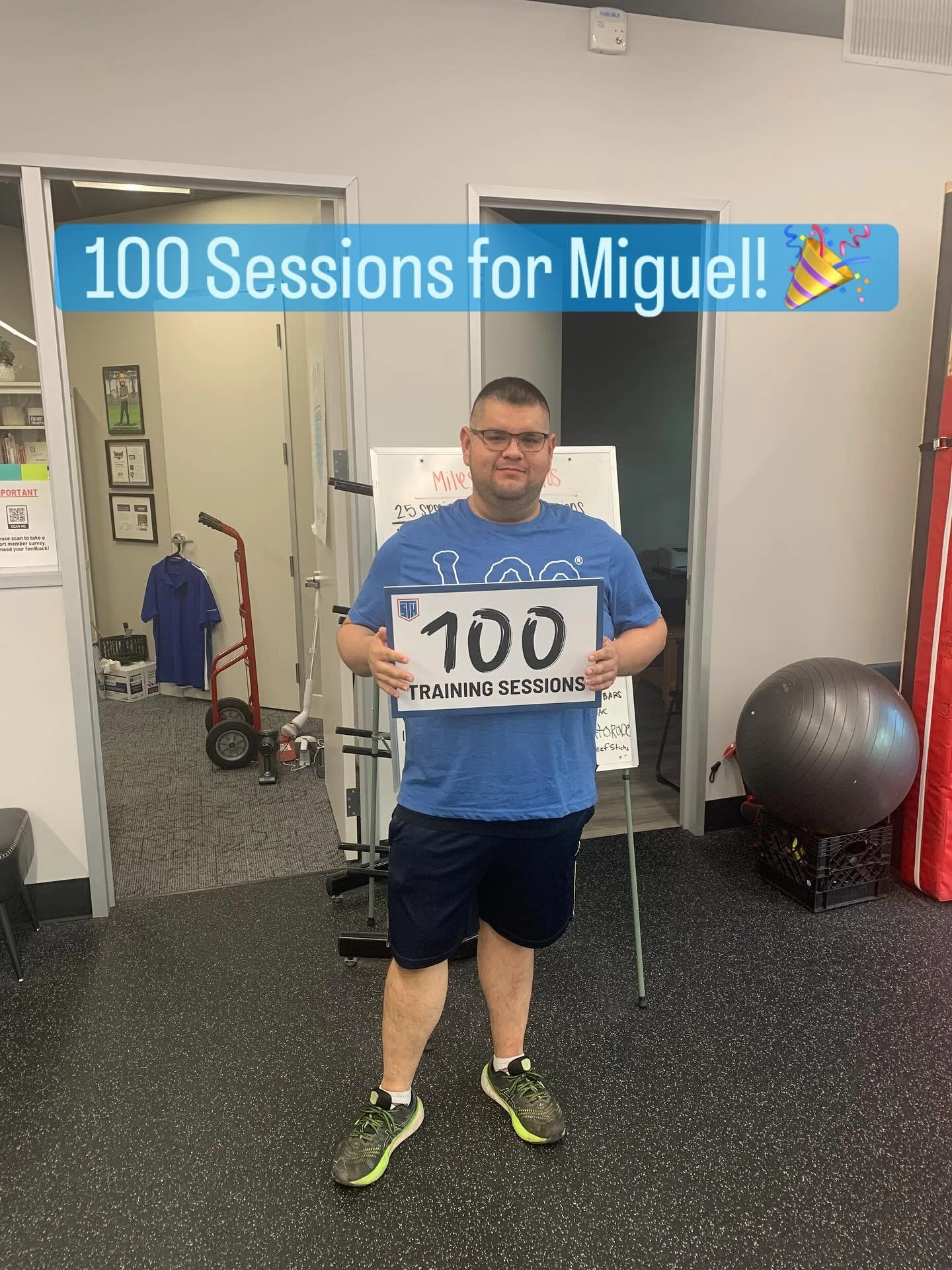 🎉 100 Sessions for Miguel! 🎉 We LOVE having Miguel in our adult small groups. He&rsquo;s been training with us for several months and has made HUGE improvements in his strength and navigating around some nagging aches and pains.

He&rsquo;s so fun 