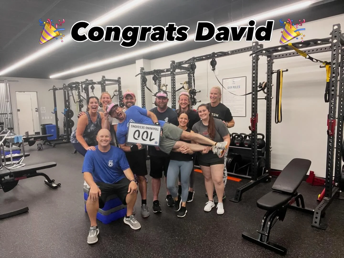🎉 100 Training Sessions for David 🎉 A bit of a legend around the gym. He&rsquo;s the life of the party at 5:30pm, and as you can tell by the picture, we had quite the crew to help us celebrate him!

David shows up consistently and puts in the work.