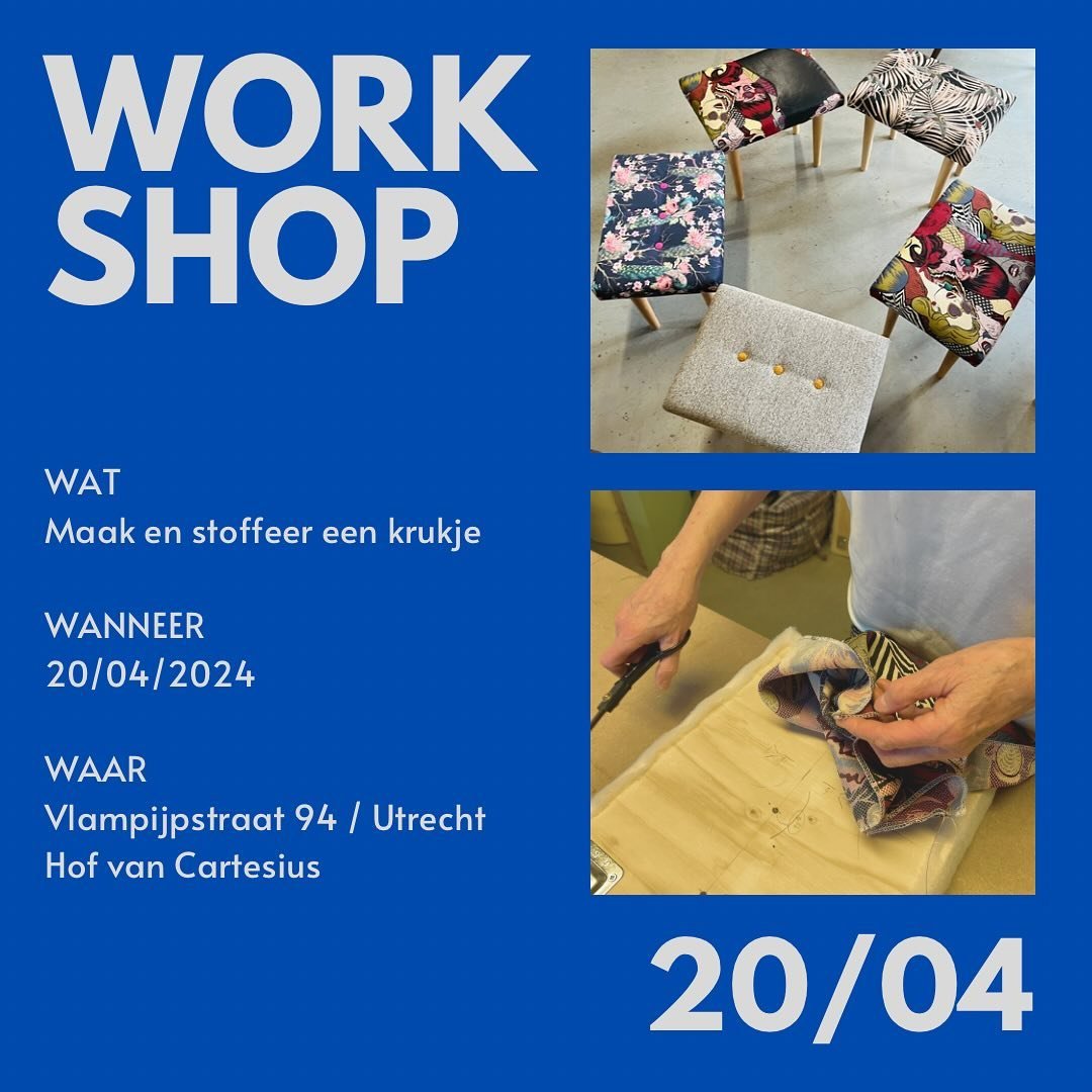 Aanstaande zaterdag weer #workshop bij ons. Er zijn nog plekken vrij. 🪡🪛⛏️