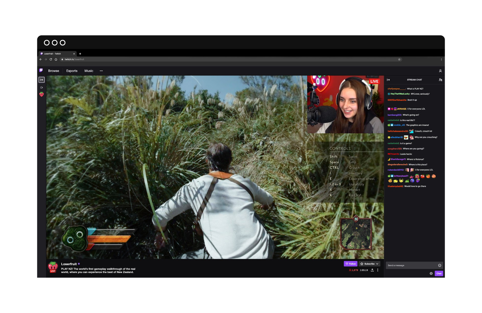 We launched with a virtual press conference inviting media to join a live streaming event on Twitch. Gaming influencer Loserfruit then shared a simulated live walkthrough of her experience of PLAY NZ.