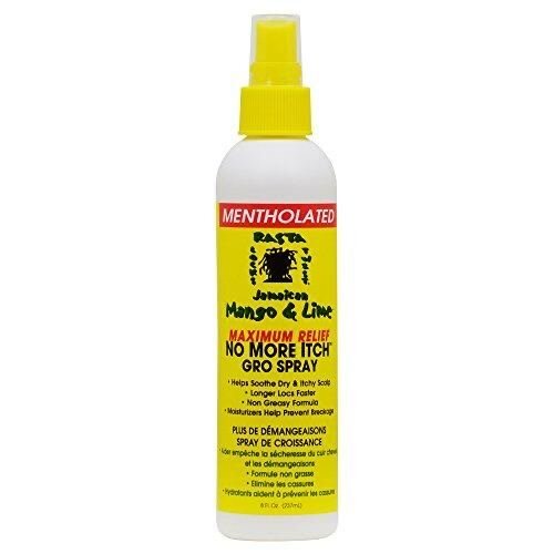MENTHOLATED Jamaican Mango &amp; Lime ( No More Itch Gro Spray. Maximum Relief  ) Helps Soothe Itchy &amp; Dry Scalp, Moistures To Help Prevent Breackage, LOnger Locs Faster, Non- Greasy