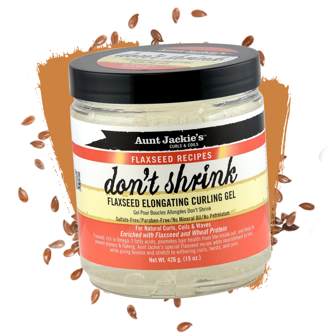 Aunt Jackie's don't shrink 
Flaxseed elongation curling gel