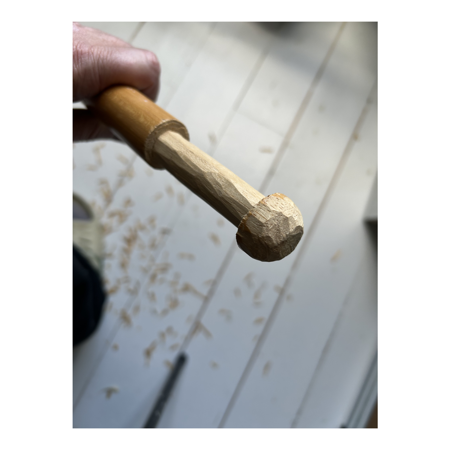 whittle. curtain pole. trash