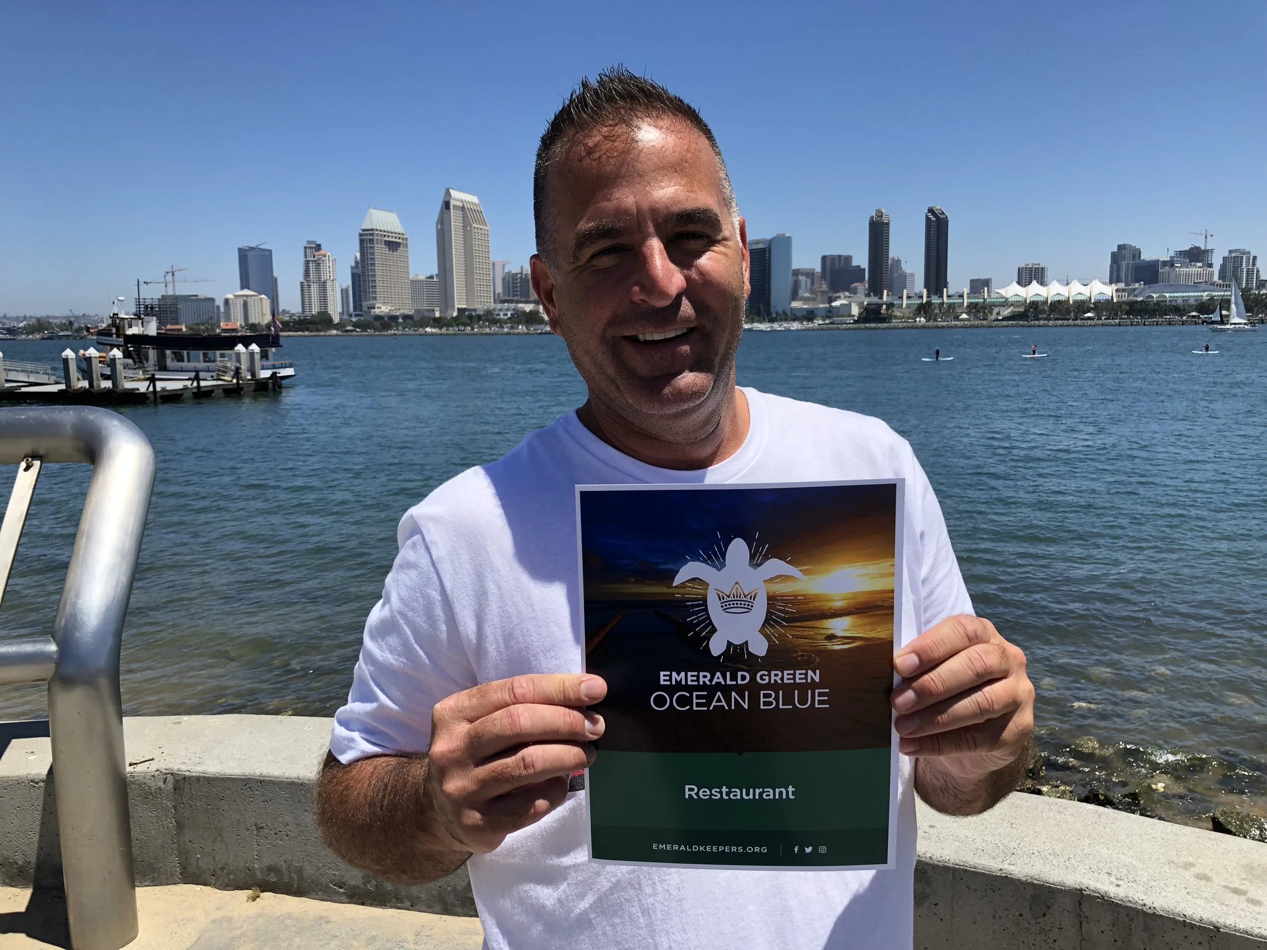 Standing O for Stake Chophouse, Leroys Kitchen * Lounge, Lil ‘Piggy’s Bar-B-Q, Maretalia, Little Frenchies, Village Pizzeria x2! Thanks, Dave Spatafore! “The number one reason (my restaurants are Emerald Green Ocean Blue) is because I am a user of the water, so selfishly I find it completely unacceptable the amount of plastics and trash that are in our water in general. We are finding plastics in Antarctica. We’re finding plastics all over the world — these islands, — we’re responsible for that. You can’t do it all in one shot. You start making some small changes; you do it systematically, and eventually that will become one big change. It just starts with each person.” —David Spatafore