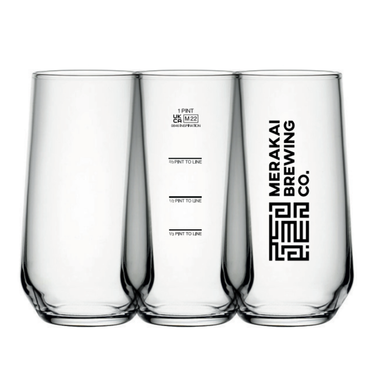 merakai brewing co branded craft beer glass.png