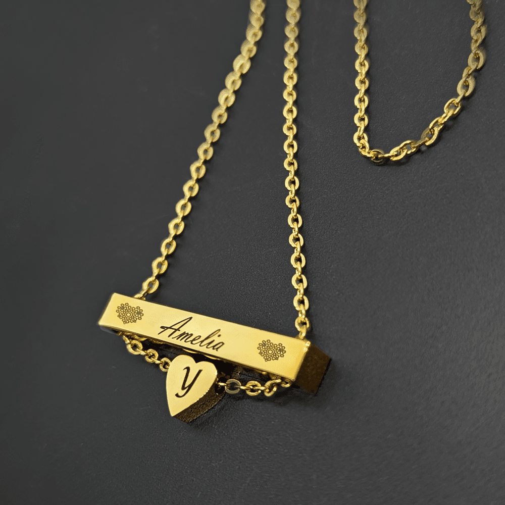 Horizontal Bar Geometric Pendant Name Necklace Plate VIII — SA