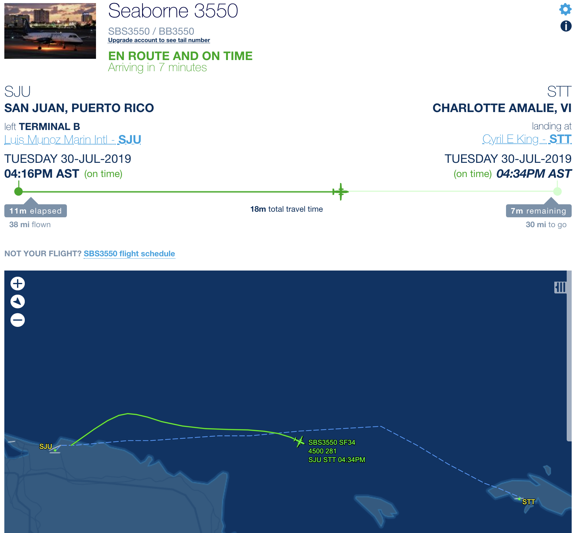 Locations of In-Flight Photos
