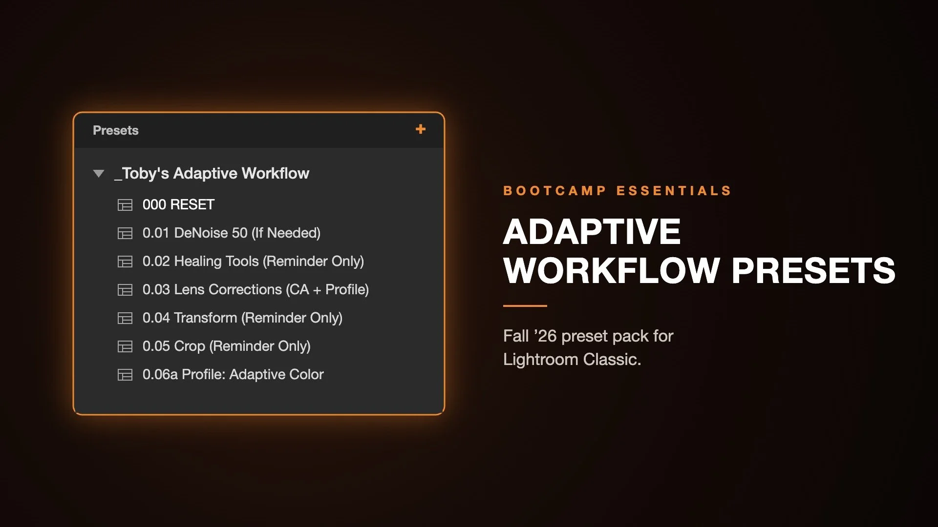 Adaptive Workflow Presets for Lightroom Classic cover
