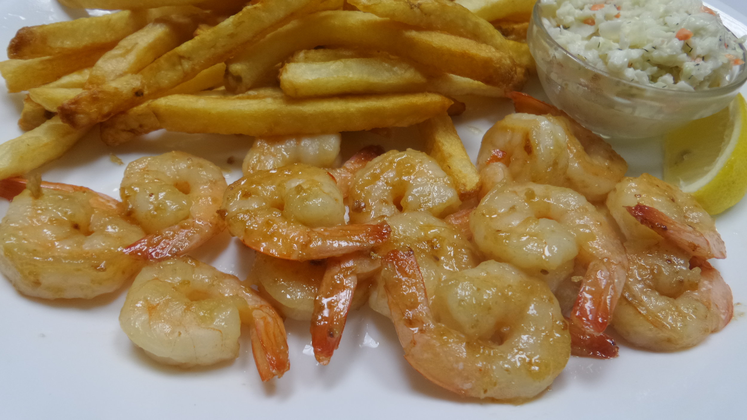 1/2 lb Pan Fried Shrimp and Chips