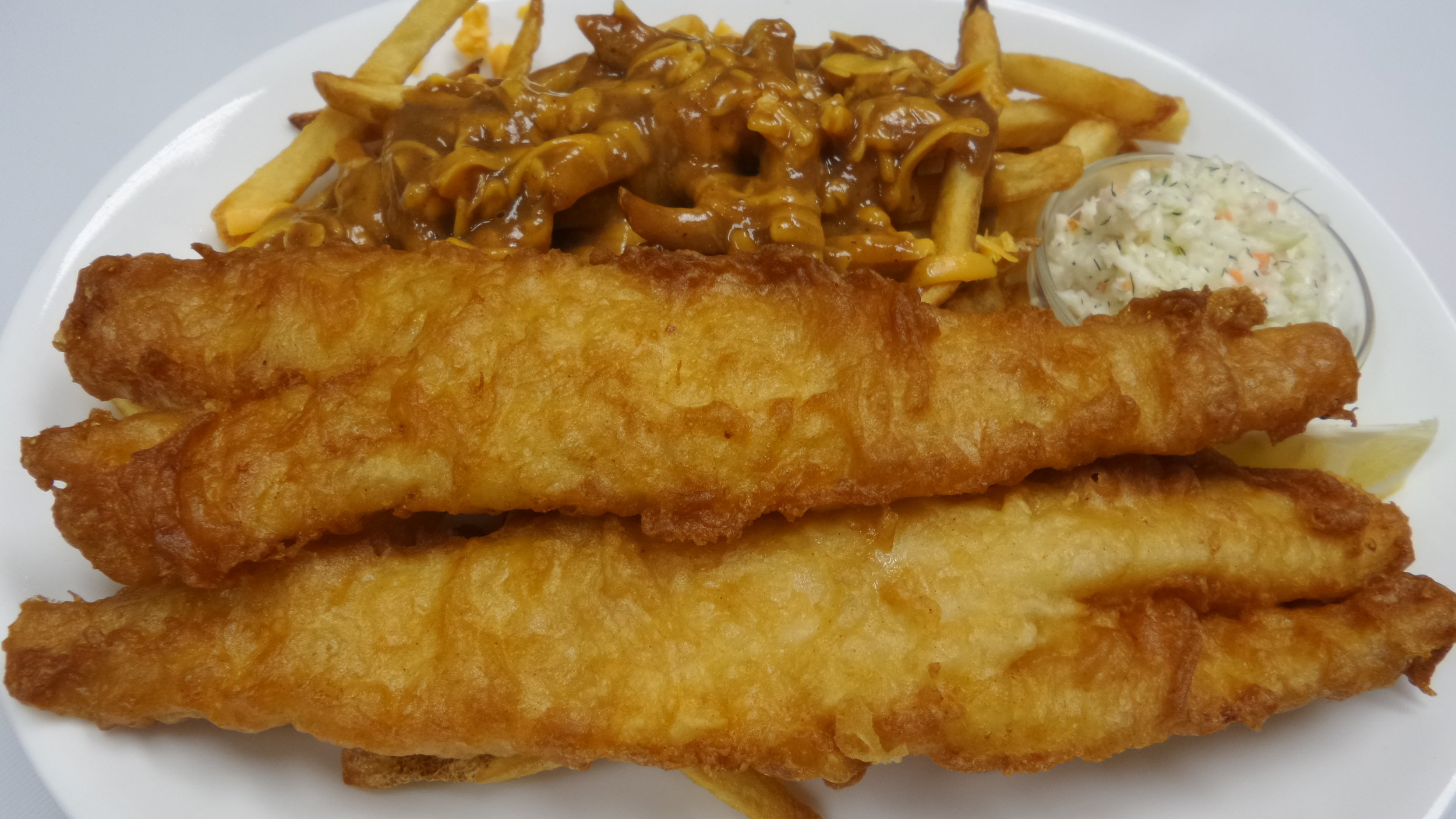 2 Pcs Fish (Pollock) and Poutine