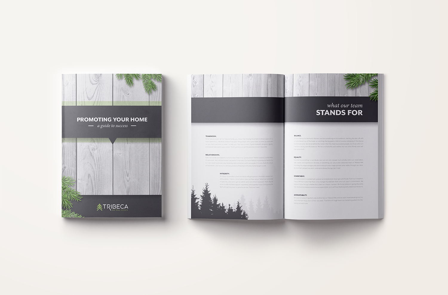  A number of brand assets and pieces of collateral designed for a Seattle-based real estate team, Tribeca Northwest. The branding strategies I adopted for their team was guided by the idea “we treat our clients like neighbors, because that’s exactly 