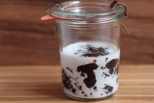 Schwarzer Klebreis mit leicht salziger Kokoscreme