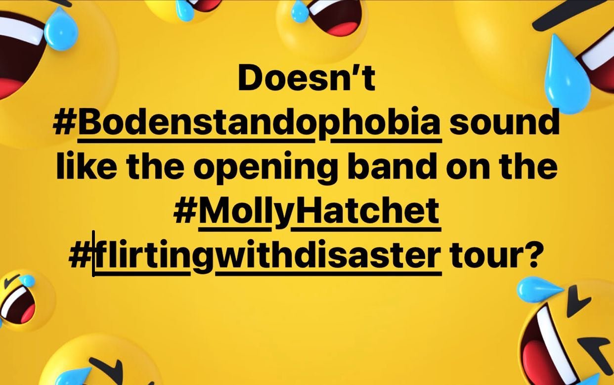 &ldquo;I mean, dude, I saw #bodenstandophobia open up for #mollyhatchet back in &lsquo;79 right after #flirtinwithdisaster came out.&rdquo;
🤘🏼💀🤘🏼