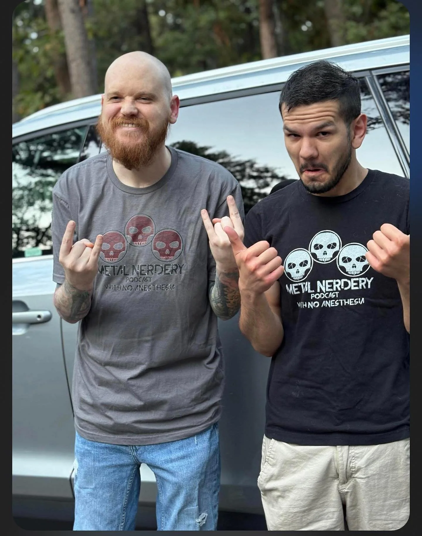 You too could look equally suave and debonair like these djentlemen with your officially sanctioned gear!

JOIN US at metalnerdery.com/merch and get your merch today!!! You won&rsquo;t regret it!!!
🤘🏼💀🤘🏼

#metalnerderypodcast #merch #thankyoufor