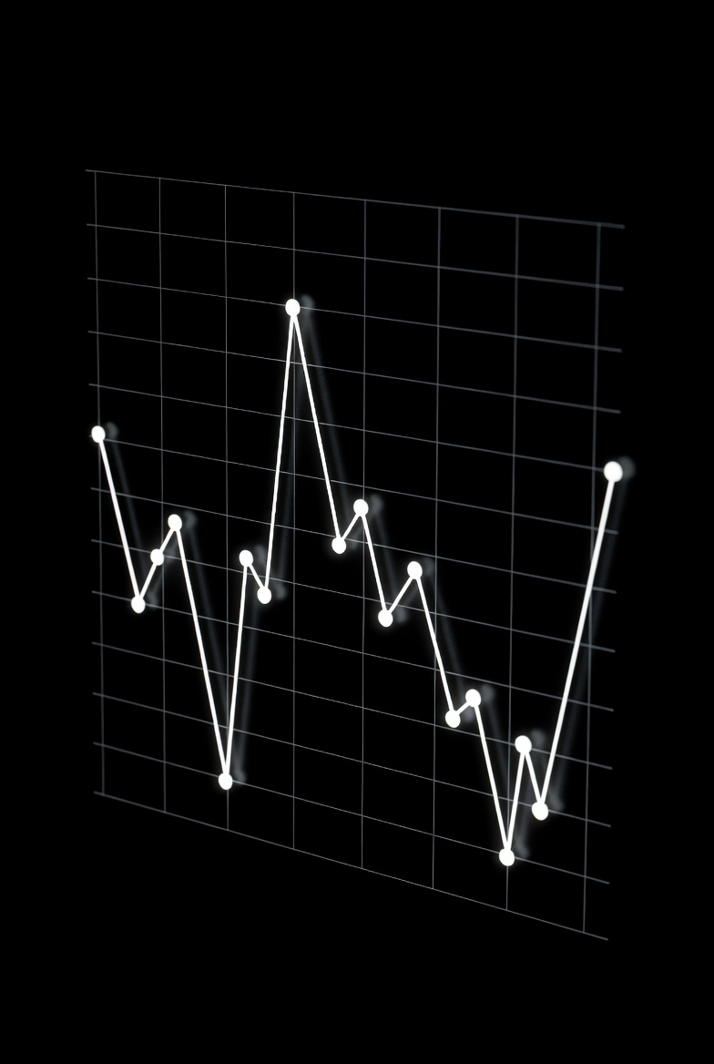 Theracharts clinical outcome tracking — glowing trend chart visualization
