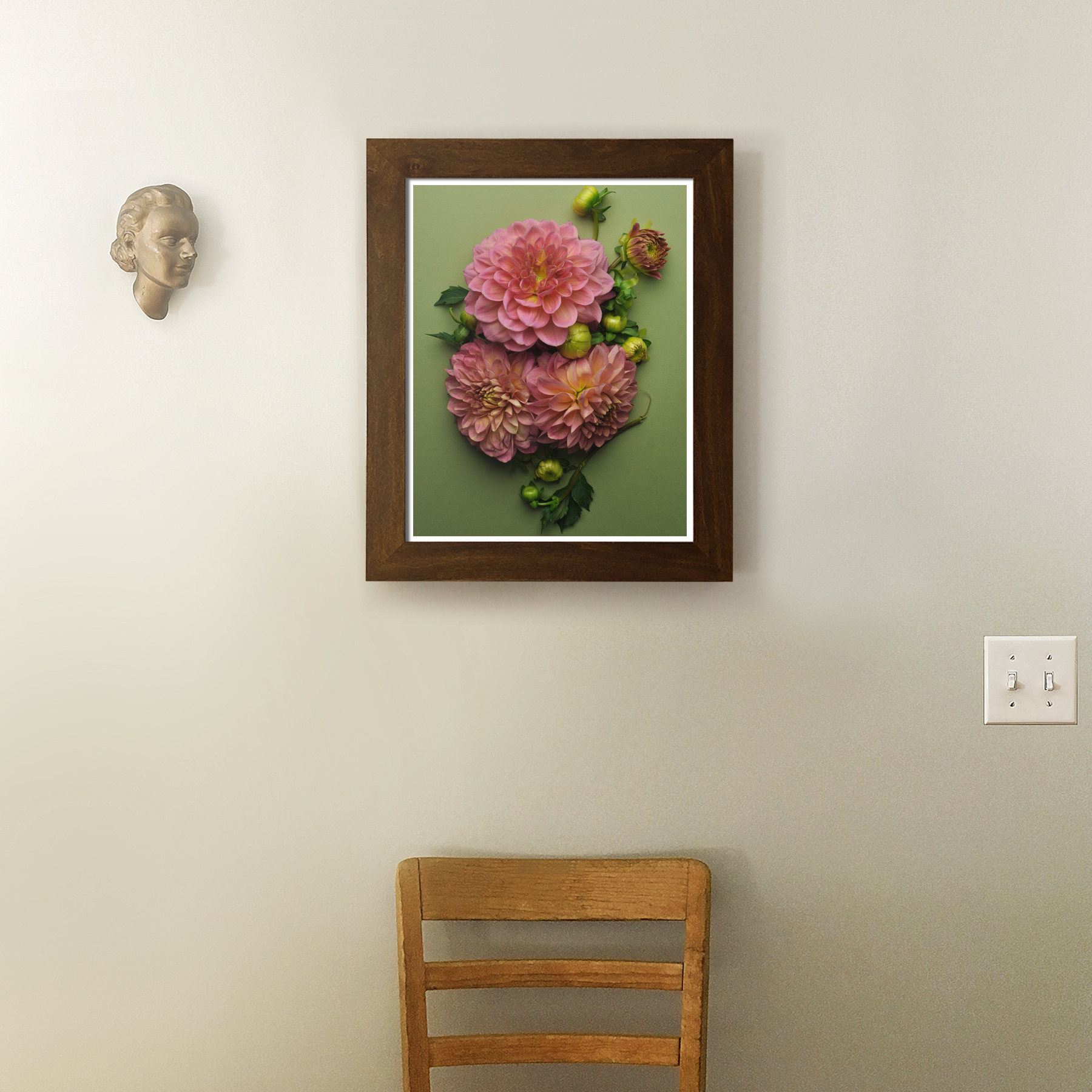 Pink Dahlias in the Entry