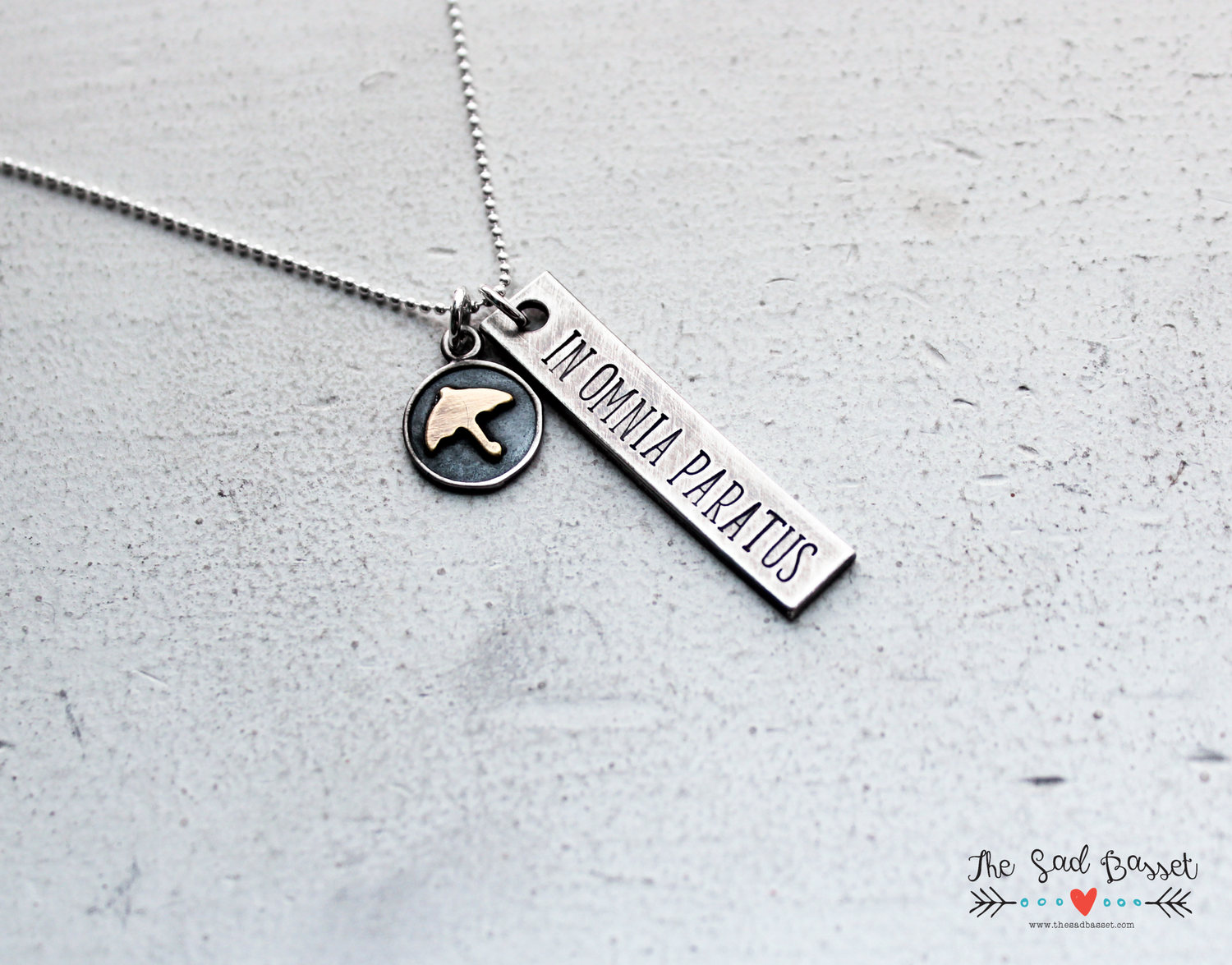 Sterling Silver In Omnia Paratus Umbrella Necklace The Sad Basset