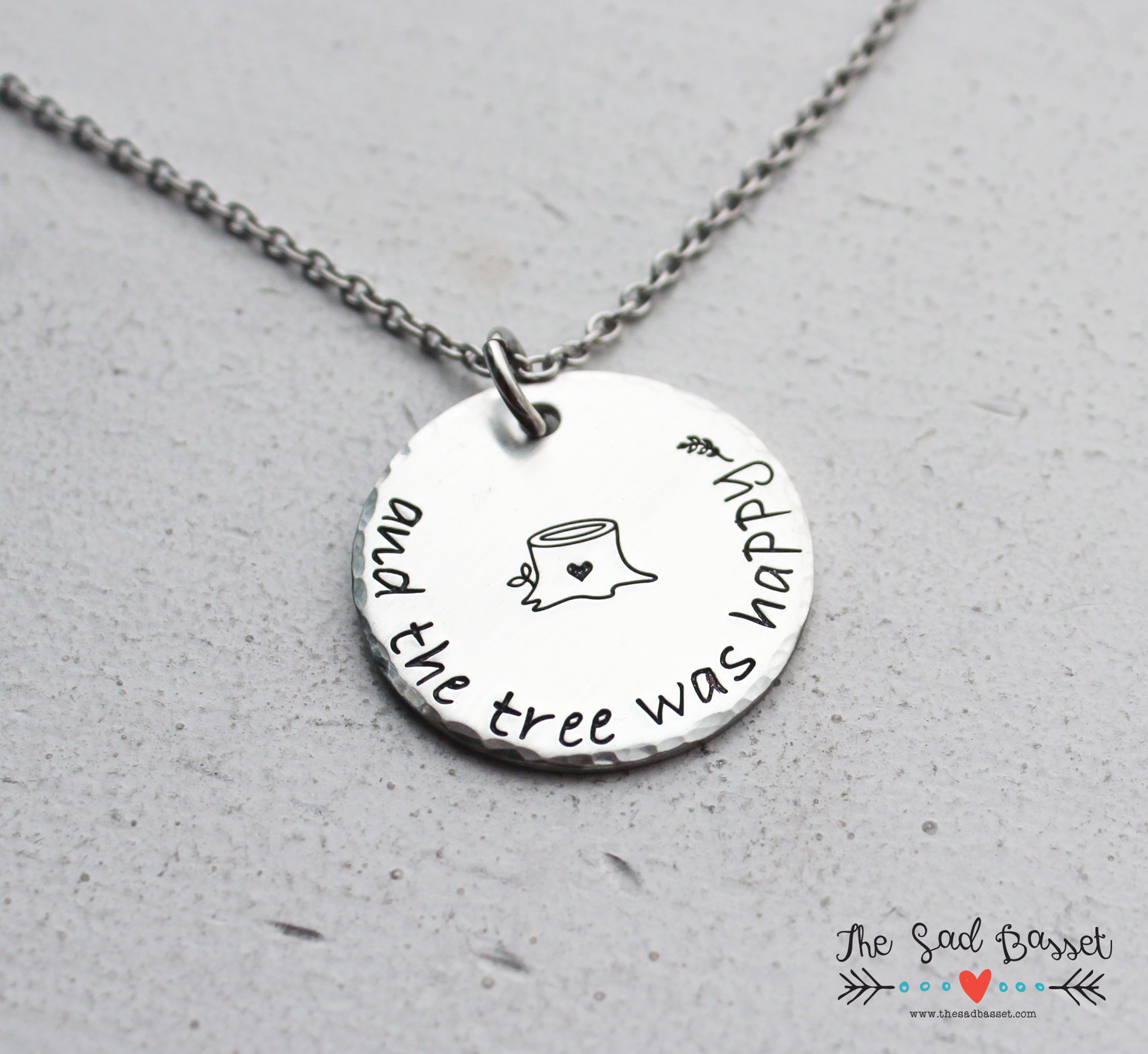 tree was happy poem necklace