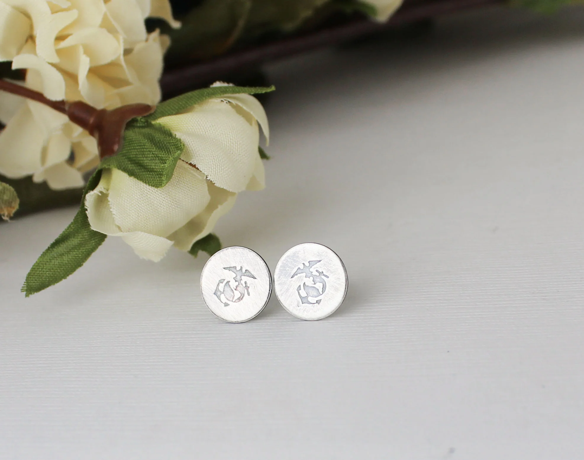 sterling silver USMC EGA post earrings