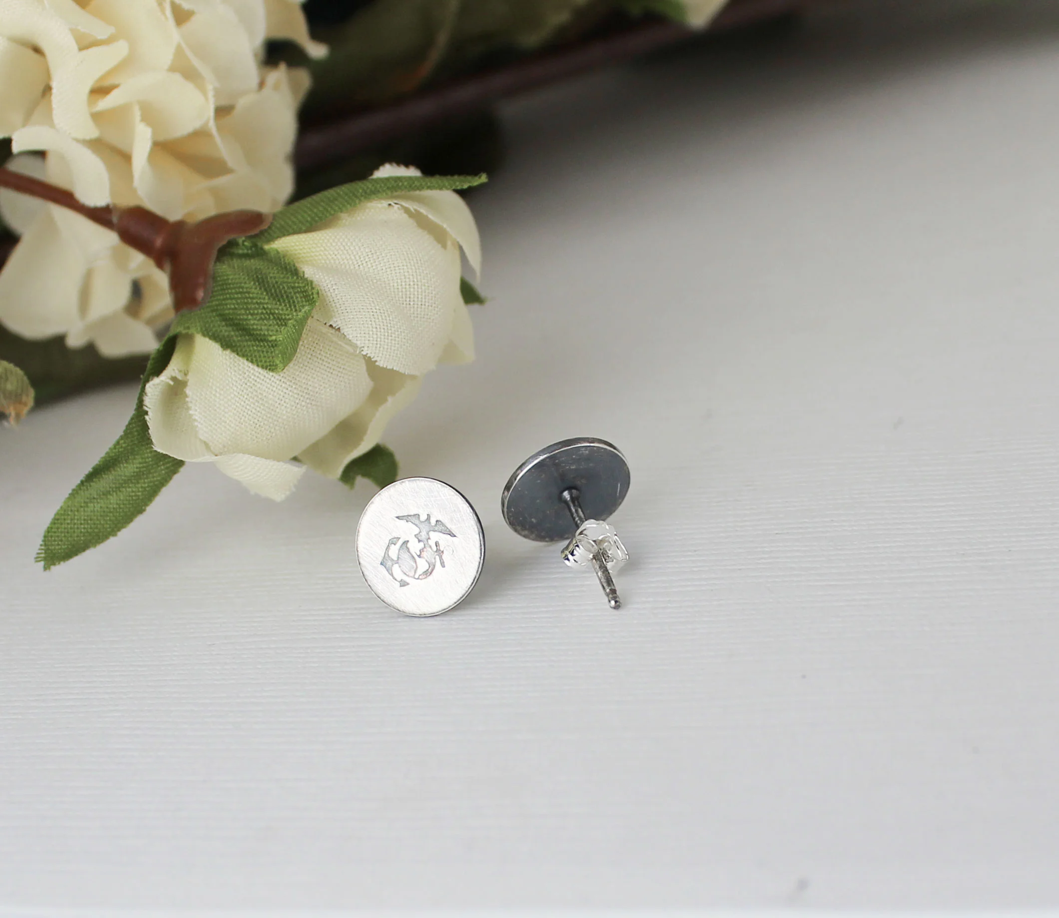 silver EGA stud earrings