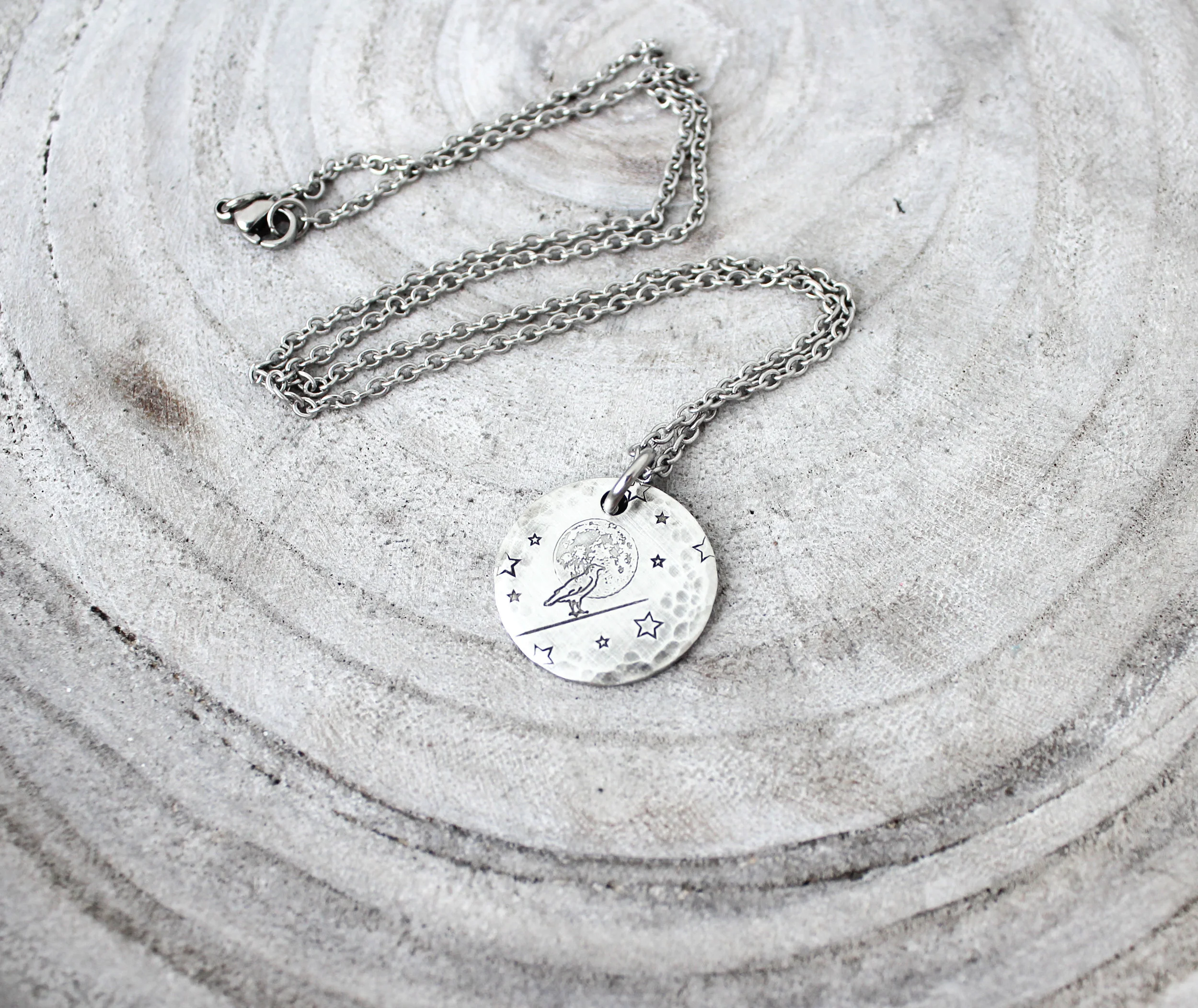 Raven and the moon necklace