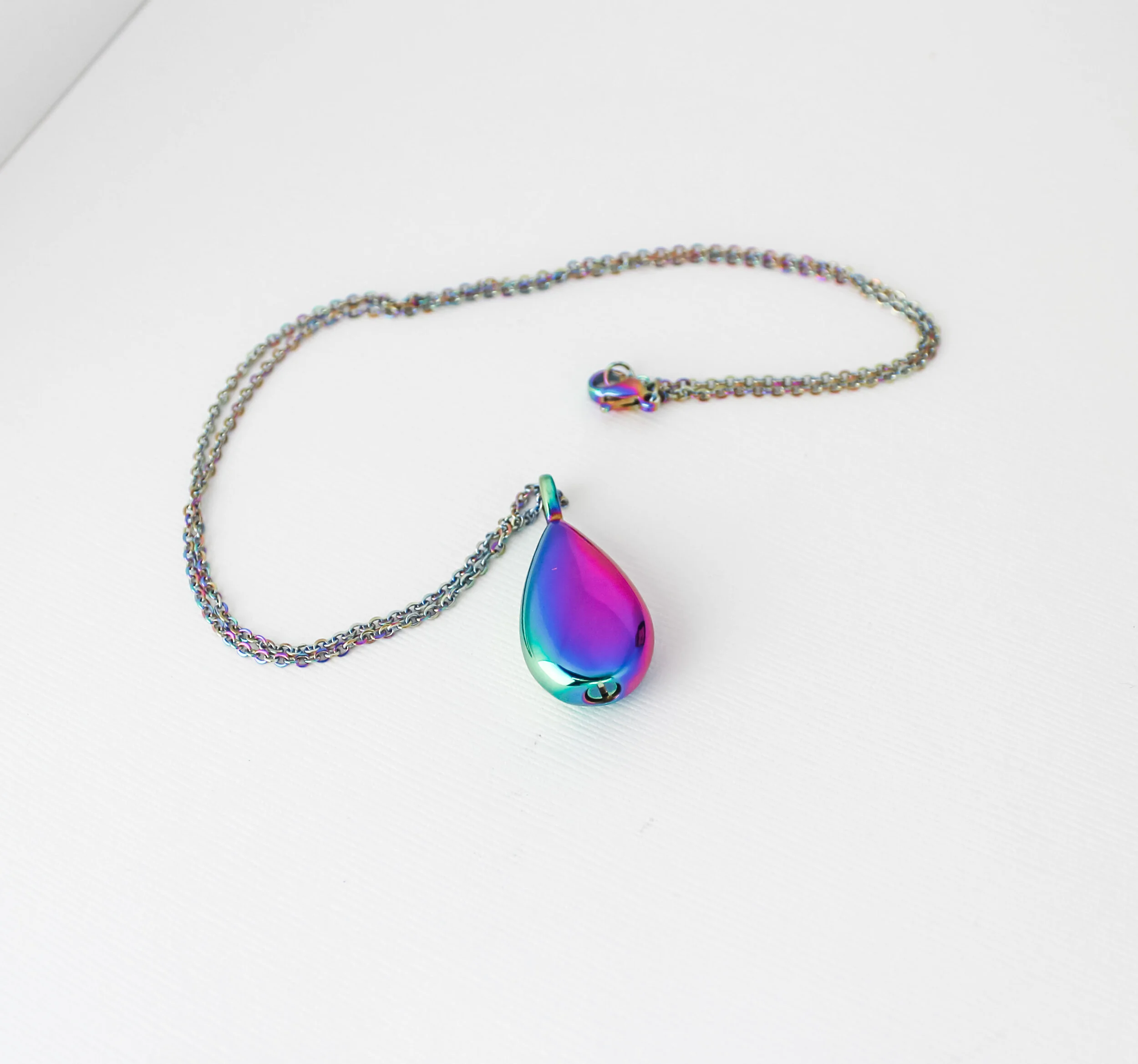 Rainbow finish cremation urn pendant