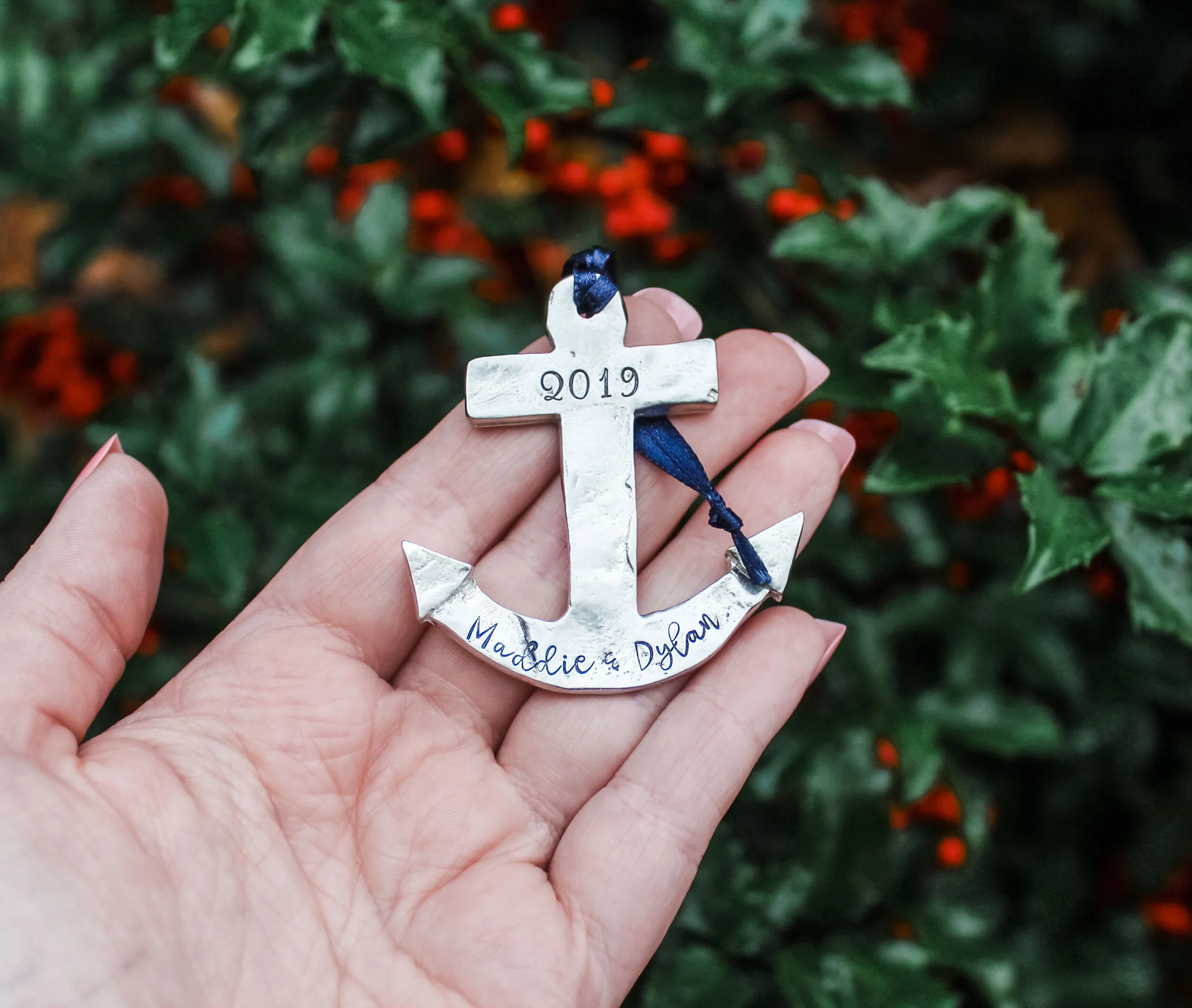 Personalized anchor Christmas ornament
