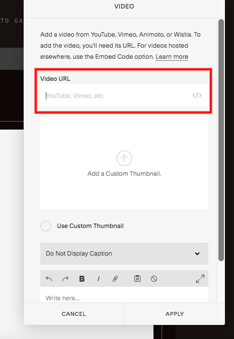 This is the video menu that pops up.