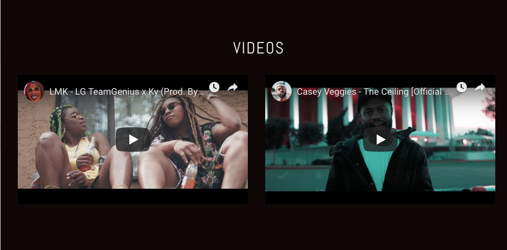 We added two music videos to our videos page and used the drag & drop feature to move them.