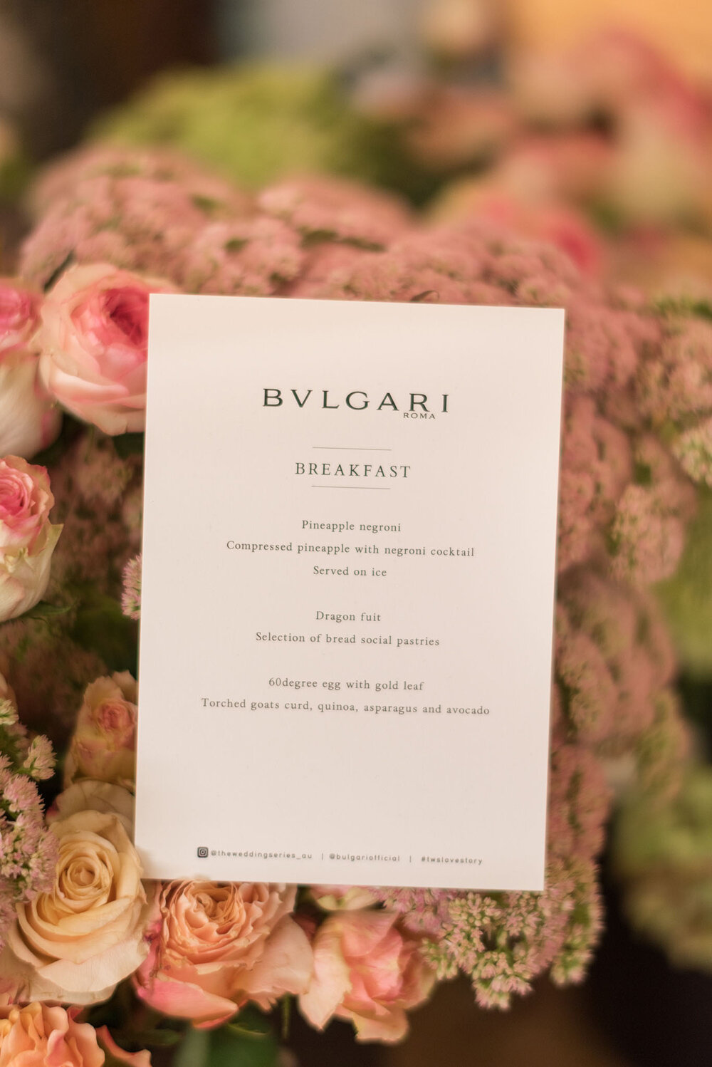 Bulgari Breakfast bespoke menu created by Joe Chef, Byron Bay