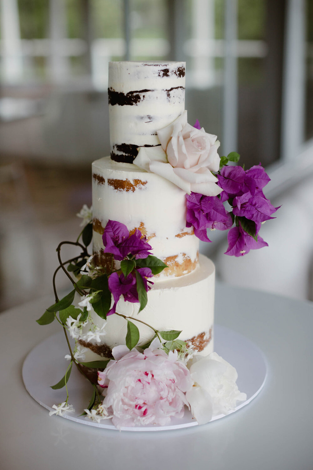 Three tiered naked cake created by Byron Bay Cake Boutique