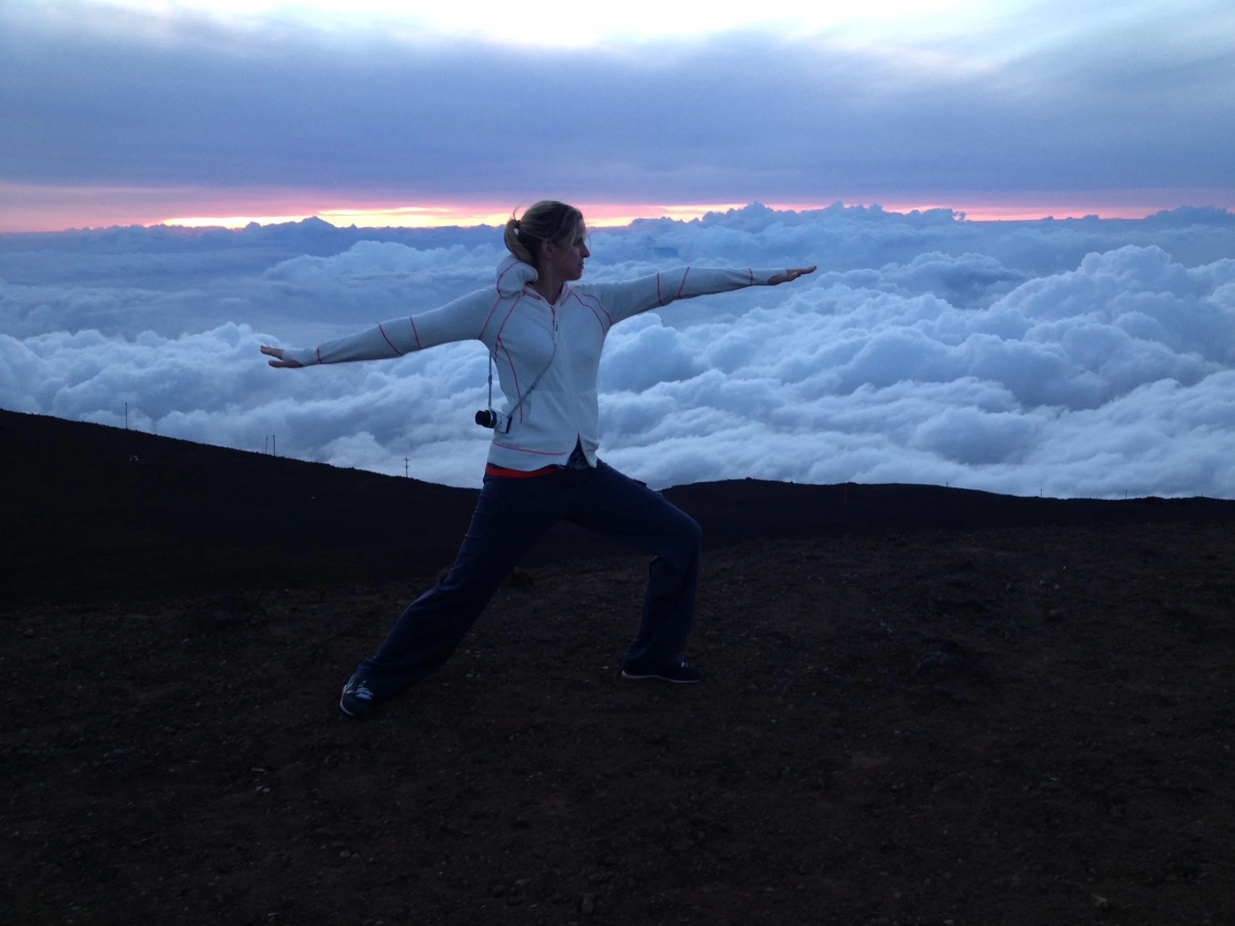 Warrior Two Sunset at Haleakala Crater Maui Retreat