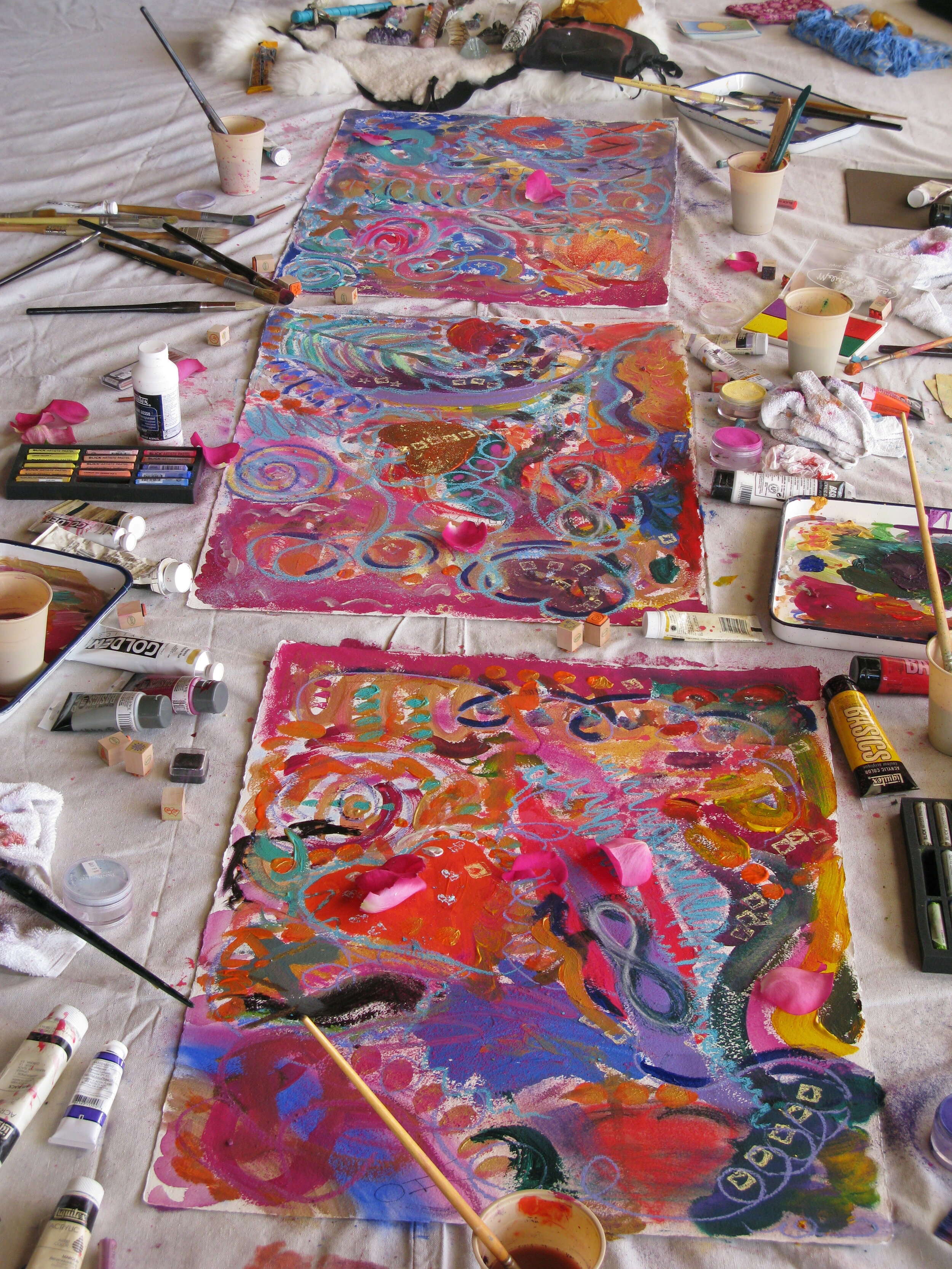 Joshua Tree Goddess retreat weekend finished group art project
